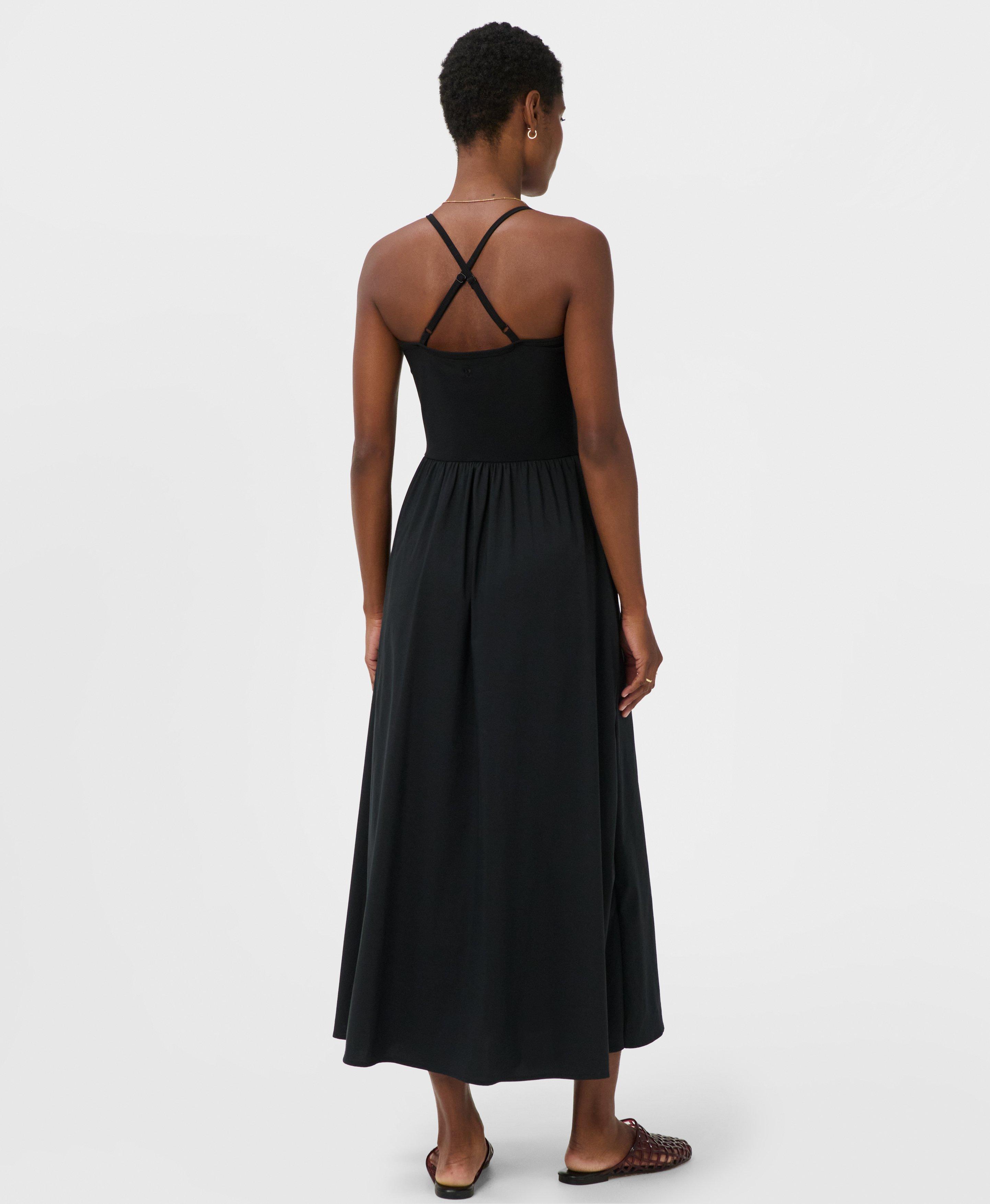 Explorer Ribbed Halter Neck Strappy Maxi Dress - Black