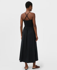 Explorer Ribbed Halter Neck Strappy Maxi Dress - Black