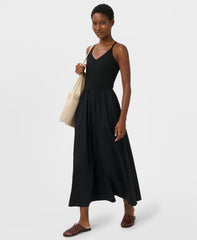 Explorer Ribbed Halter Neck Strappy Maxi Dress - Black