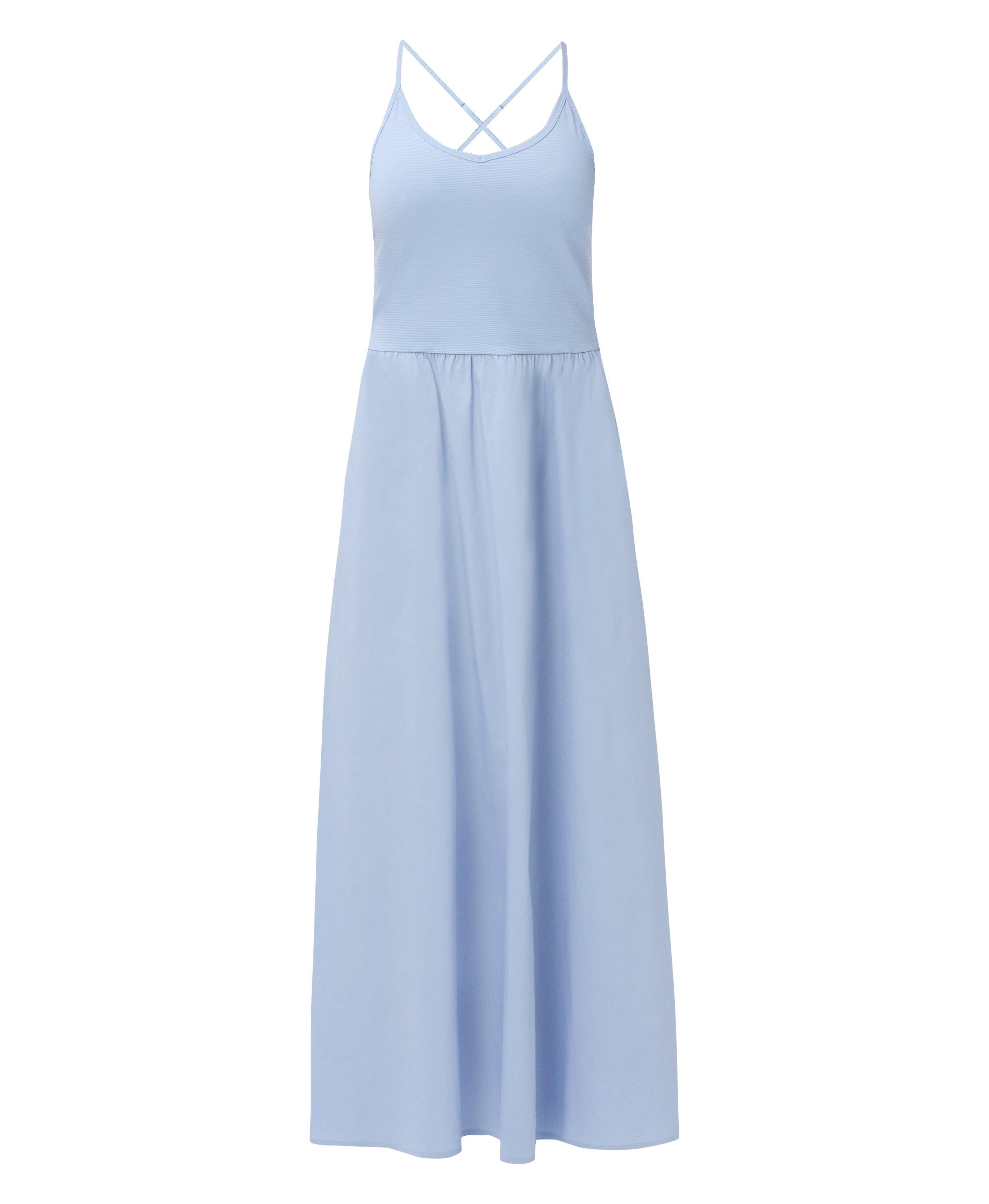 Explorer Ribbed Halter Neck Strappy Maxi Dress - Laguna Blue