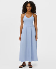 Explorer Ribbed Halter Neck Strappy Maxi Dress - Laguna Blue
