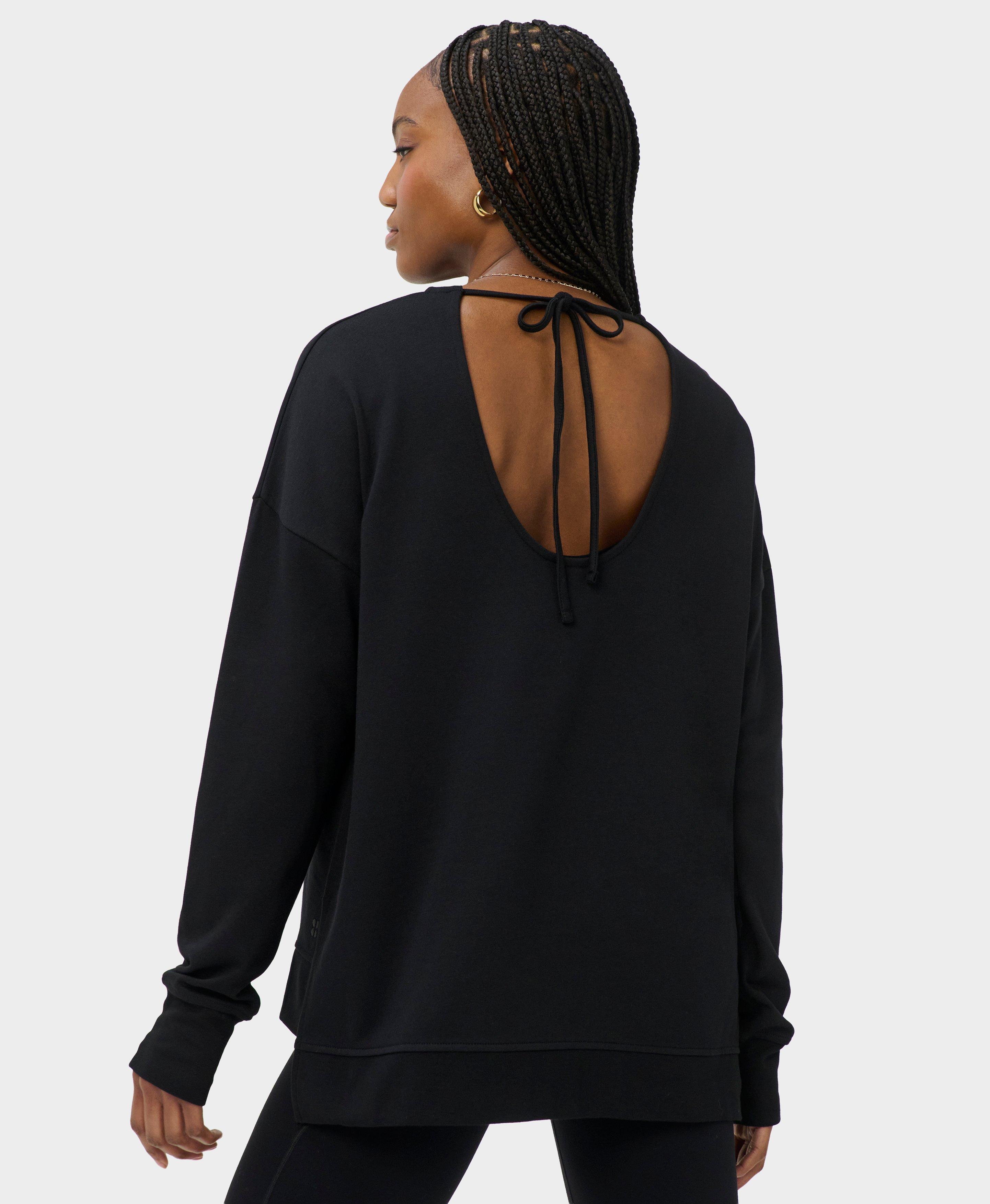 After Class Open Back Tie Sweatshirt - Black