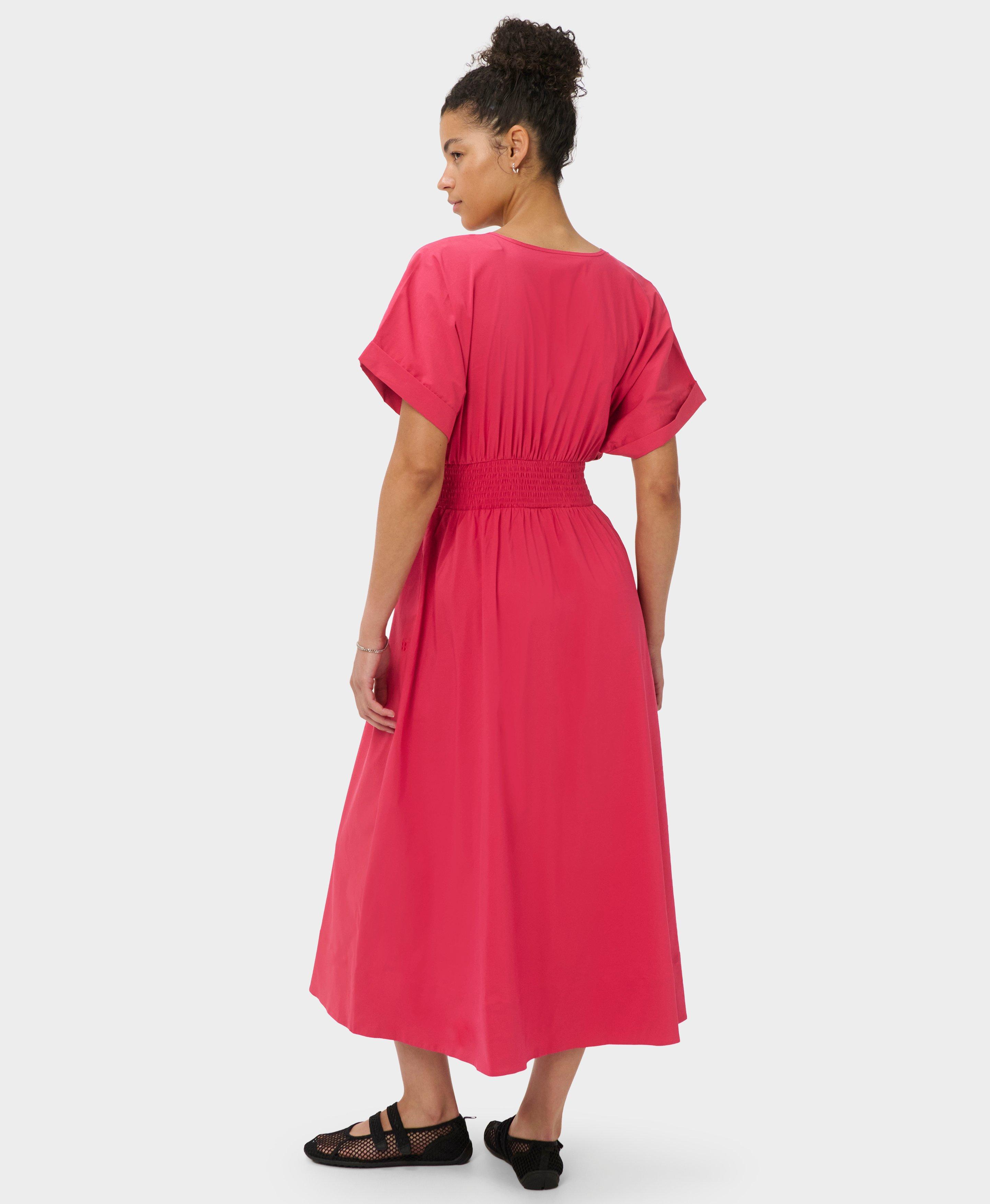 Sloane Cotton V-Neck Midi Dress - Crimson Red