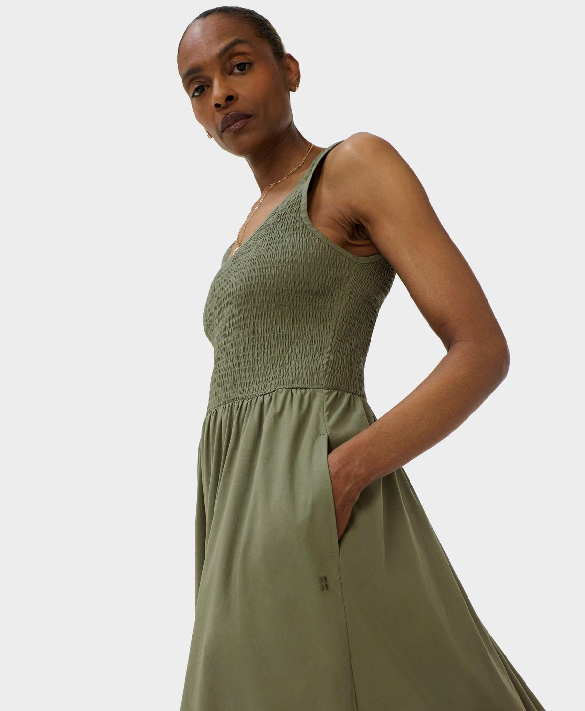 Sloane Cotton Scoop Neck Maxi Dress - Bracken Green