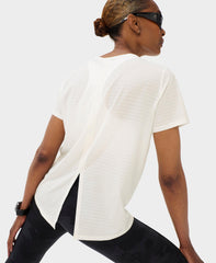 Ultimate Track Pants Perforated Split Back Tee - Lily White