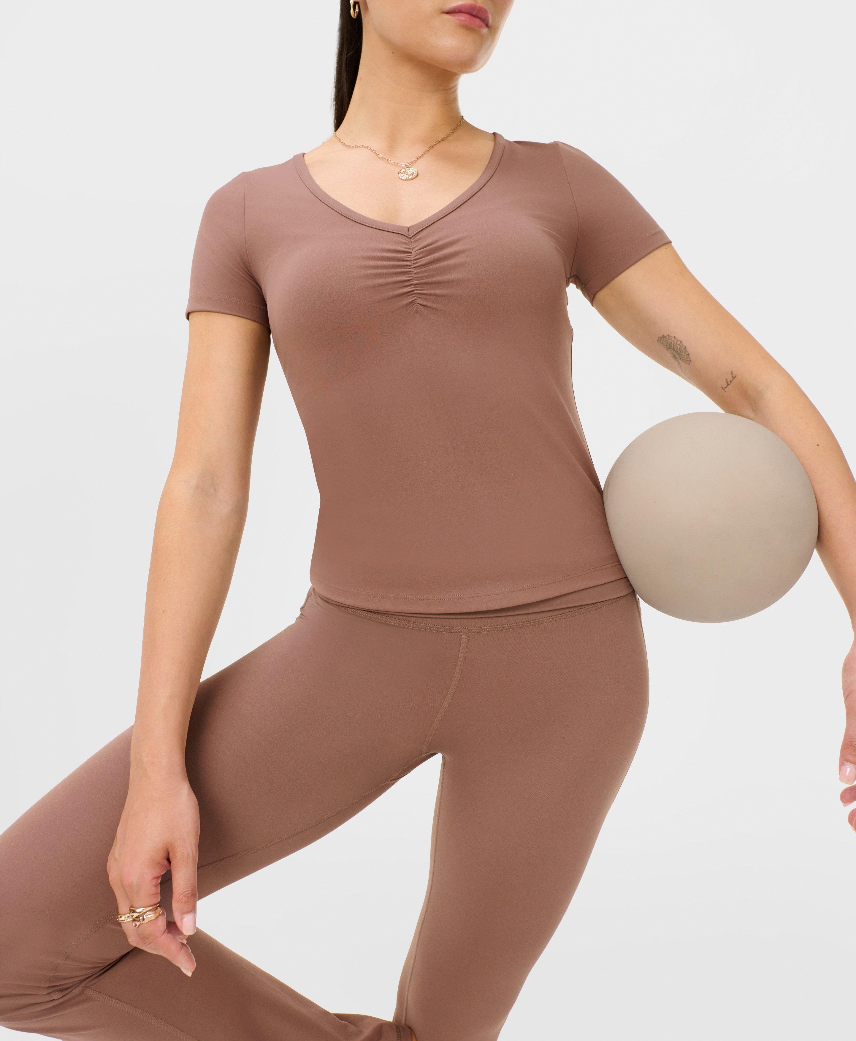 Ultimate Studio Ruched V-Neck Tee - Chestnut Brown