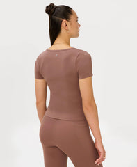 Ultimate Studio Ruched V-Neck Tee - Chestnut Brown