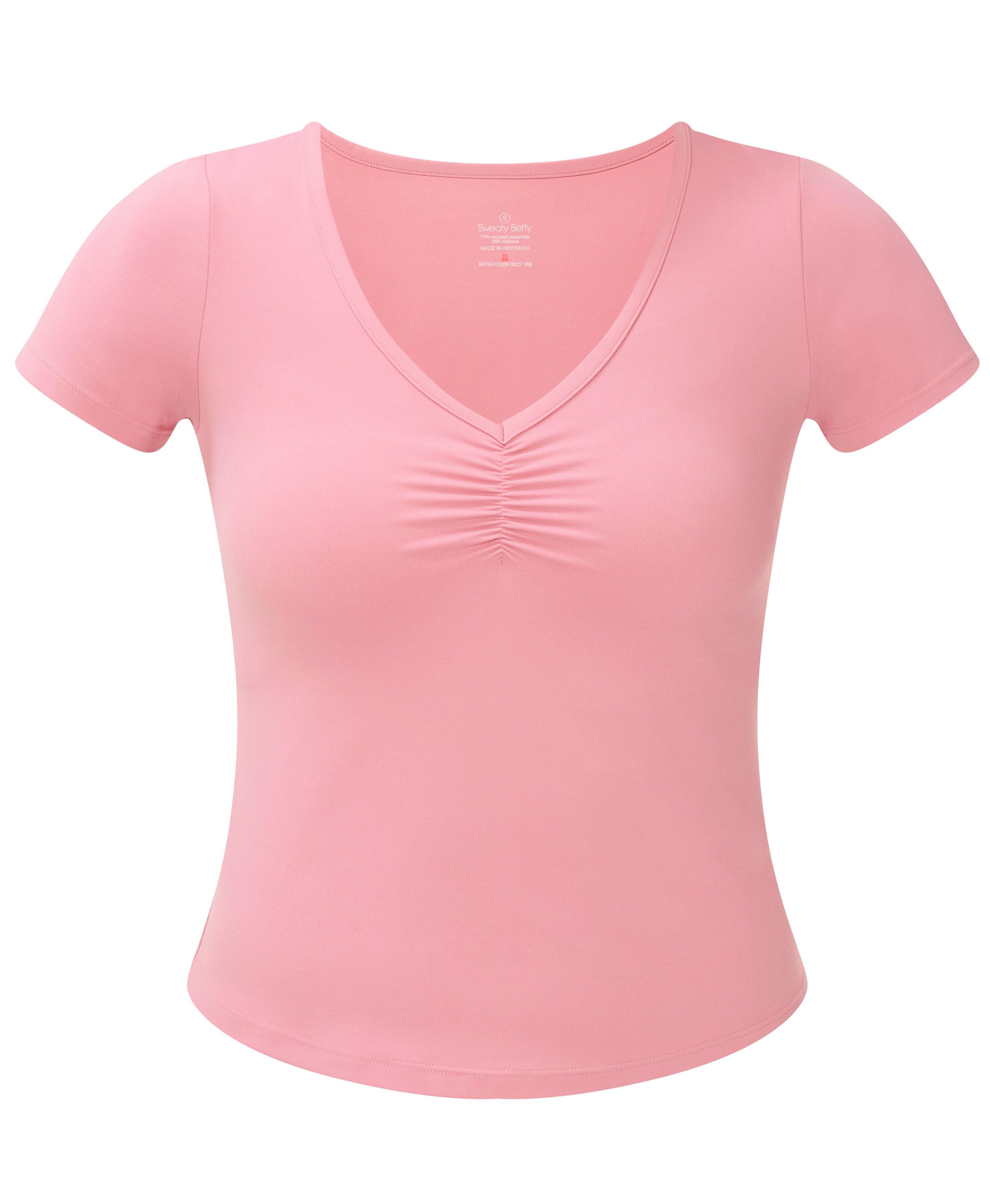 Ultimate Studio Ruched V-Neck Tee - DarkDecoPink