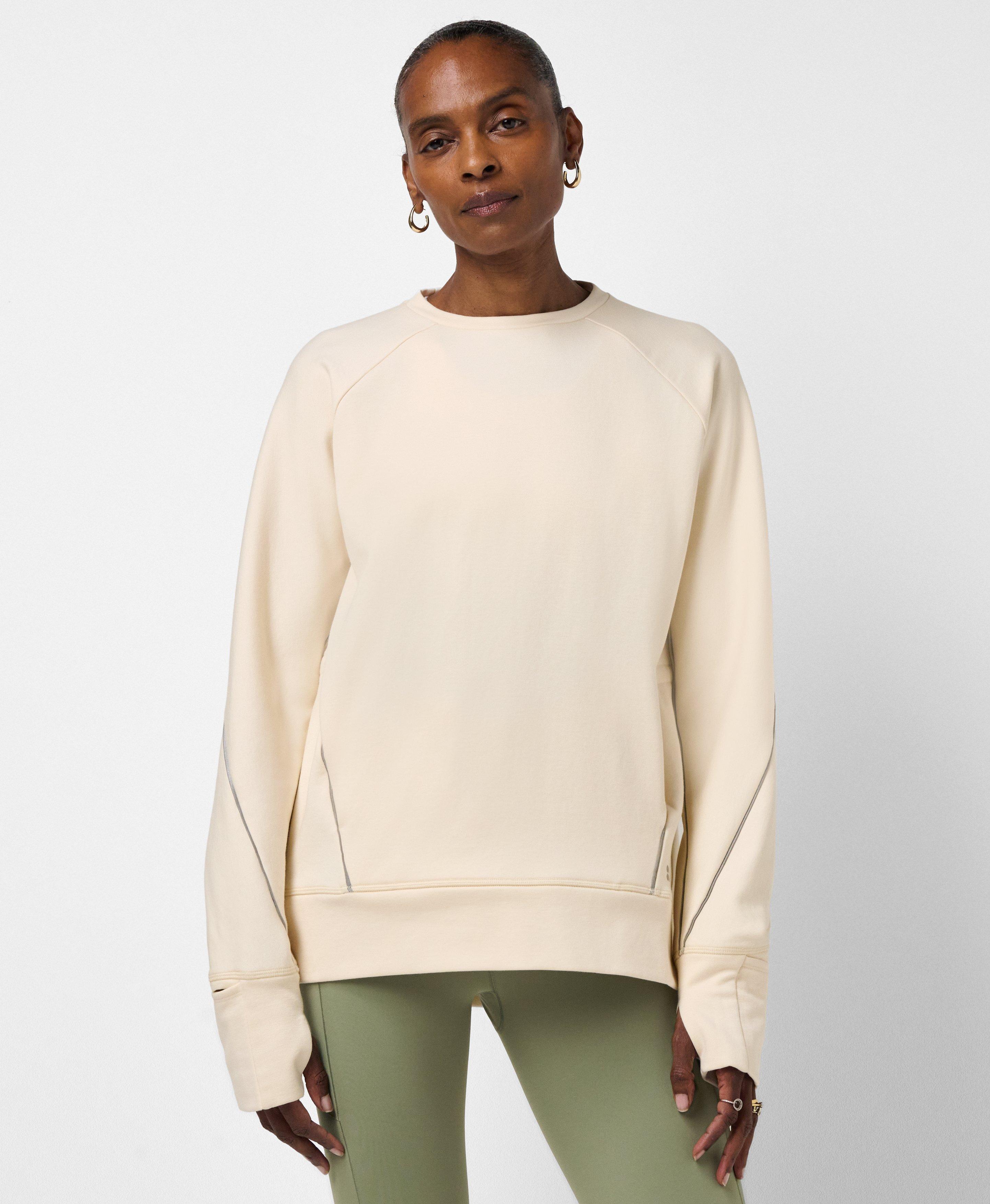 Tempo Train Adjustable Crew Neck Sweatshirt - Ecru Beige