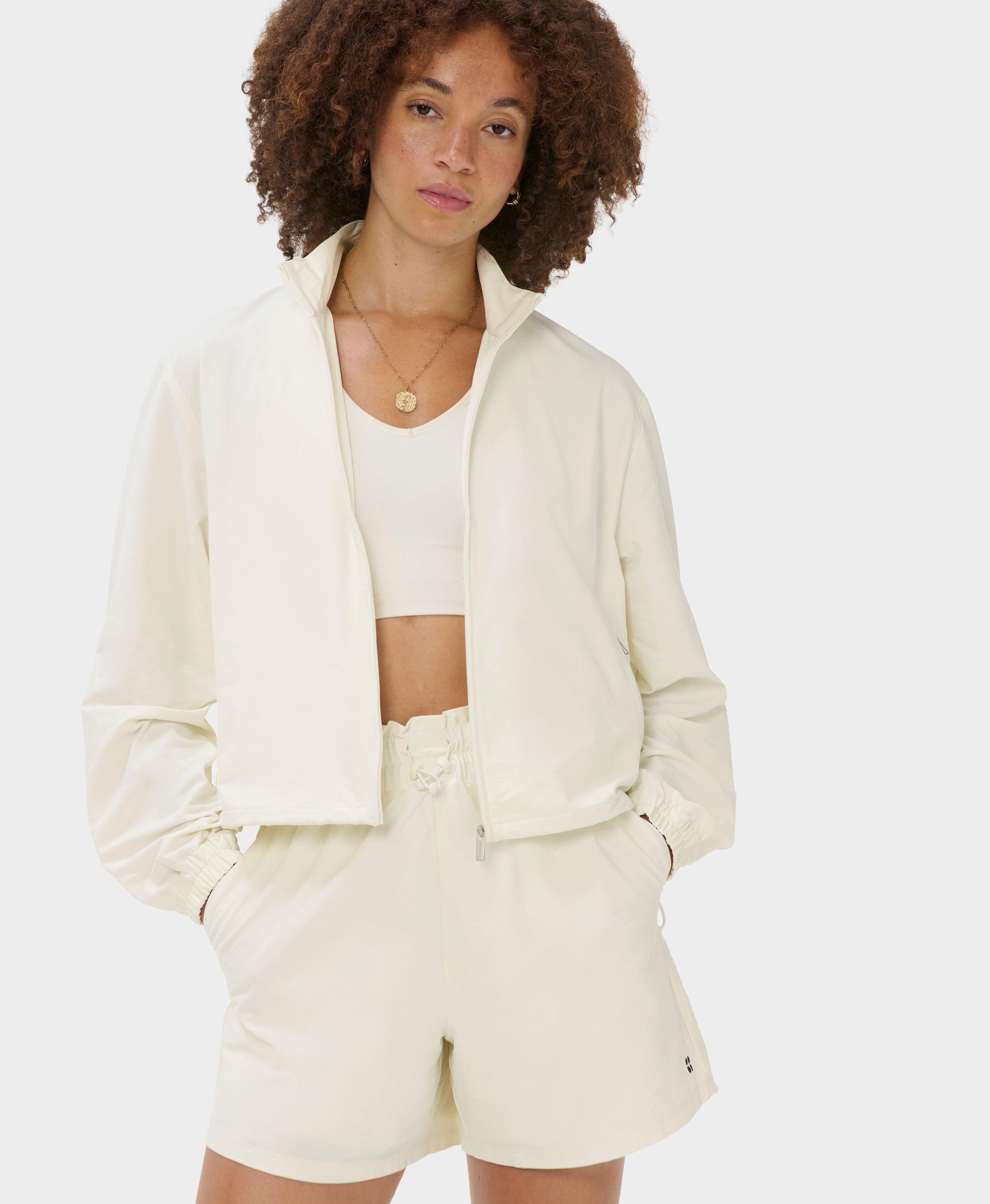 Seersucker Textured Zip-Up - Lily White