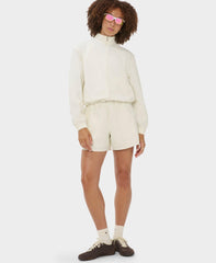 Seersucker Textured Zip-Up - Lily White