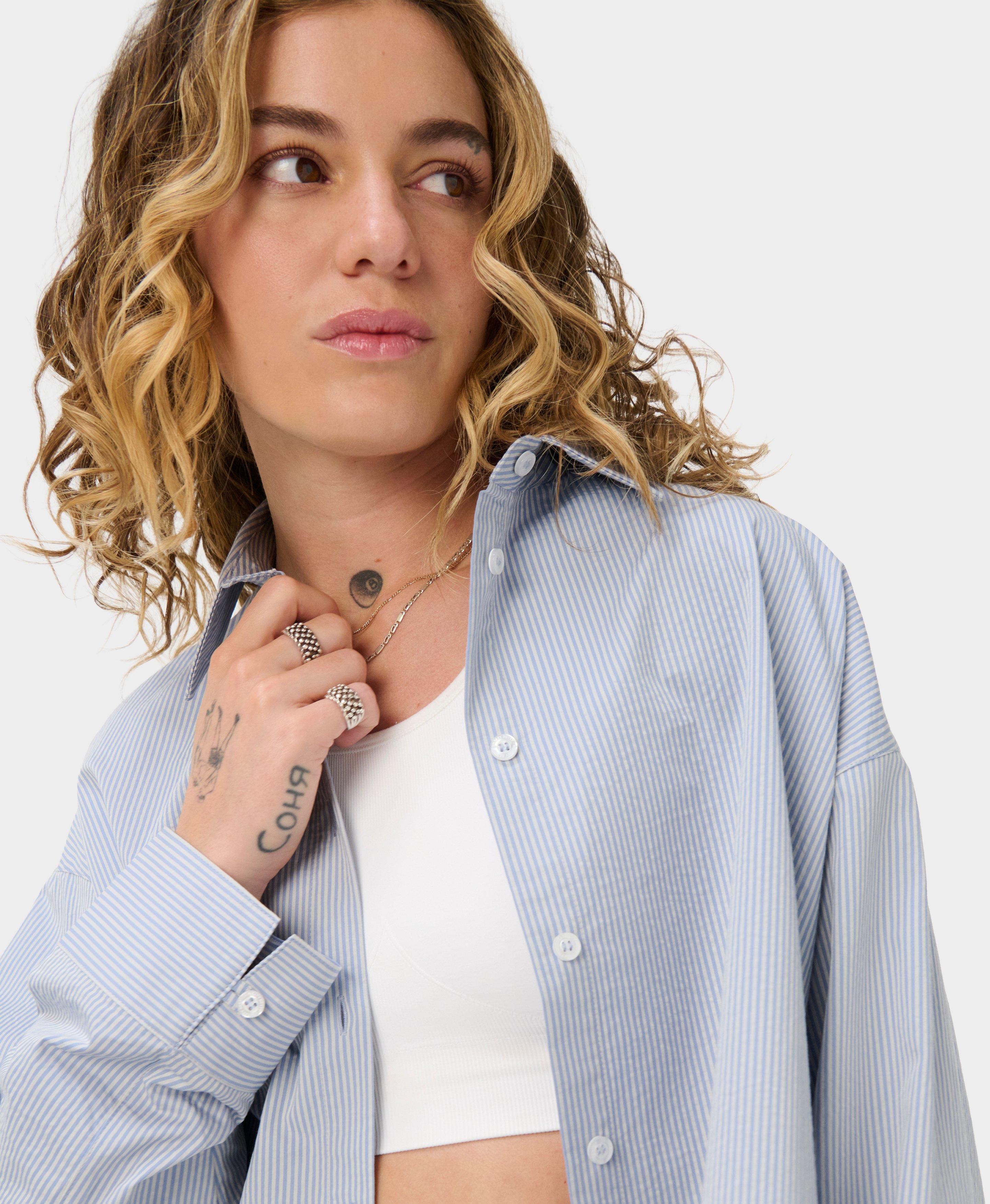 Summer Stripe Shirt - Laguna Blue White Stripe Print