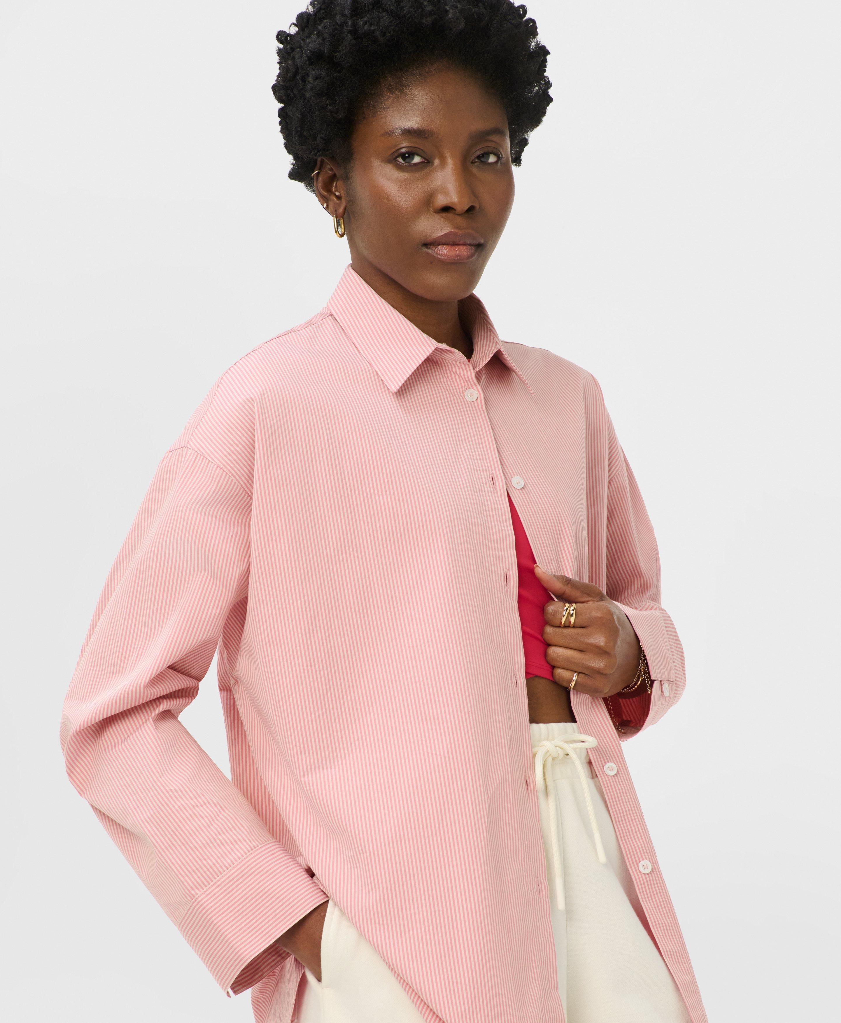Summer Stripe Shirt - Melrose Pink White Stripe Print