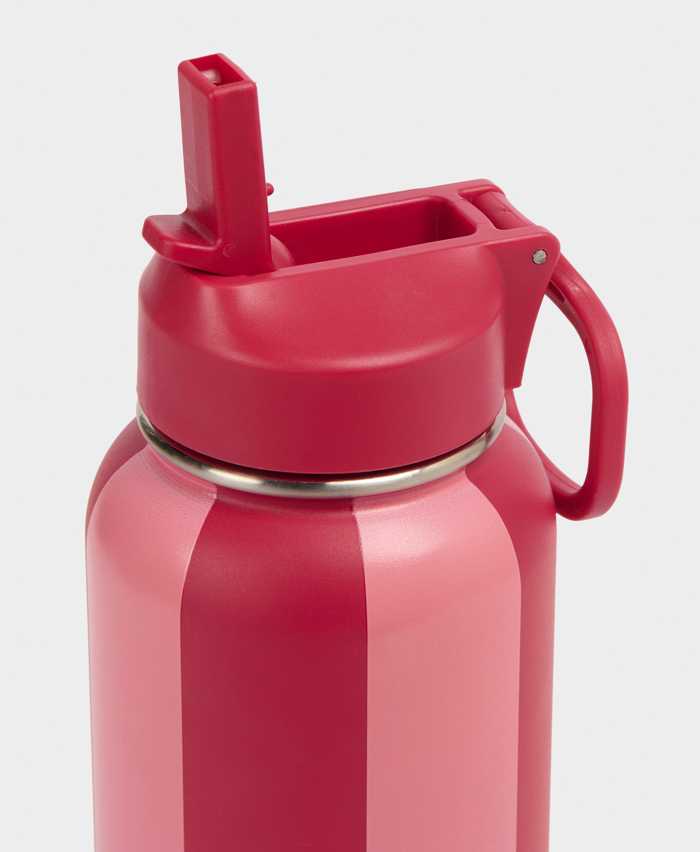 Keep It Chill Straw Water Bottle 950ml Printed - Melrose Pink Crimson Red Stripe