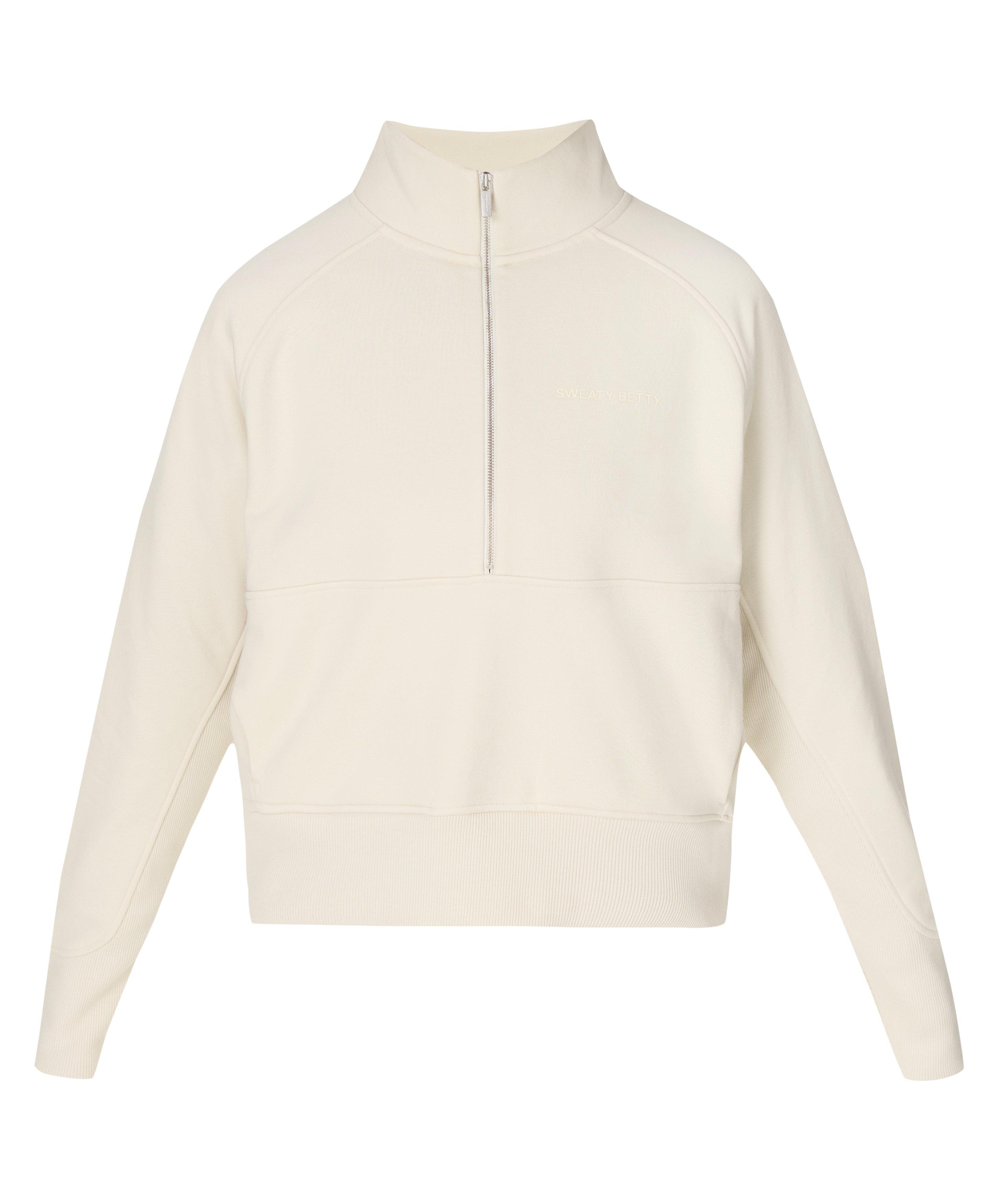 Revive Rib Mix Half Zip Sweatshirt - Wheat Beige