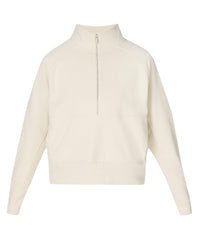 Revive Rib Mix Half Zip Sweatshirt - Wheat Beige