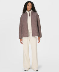 Revive Rib Mix Half Zip Sweatshirt - Wheat Beige