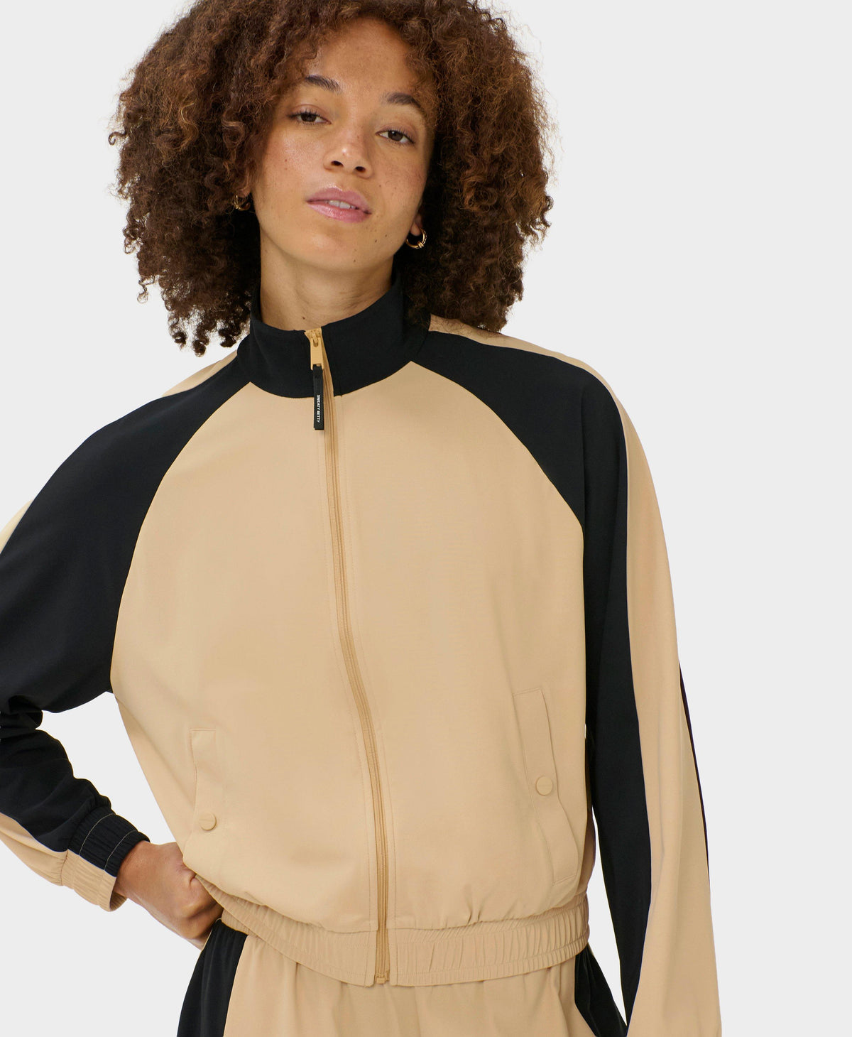 Explorer Color Block Zip Up - Dove Beige Black