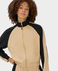 Explorer Color Block Zip Up - Dove Beige Black