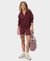 Wind Down Textured Mix Half Zip - Merlot Red