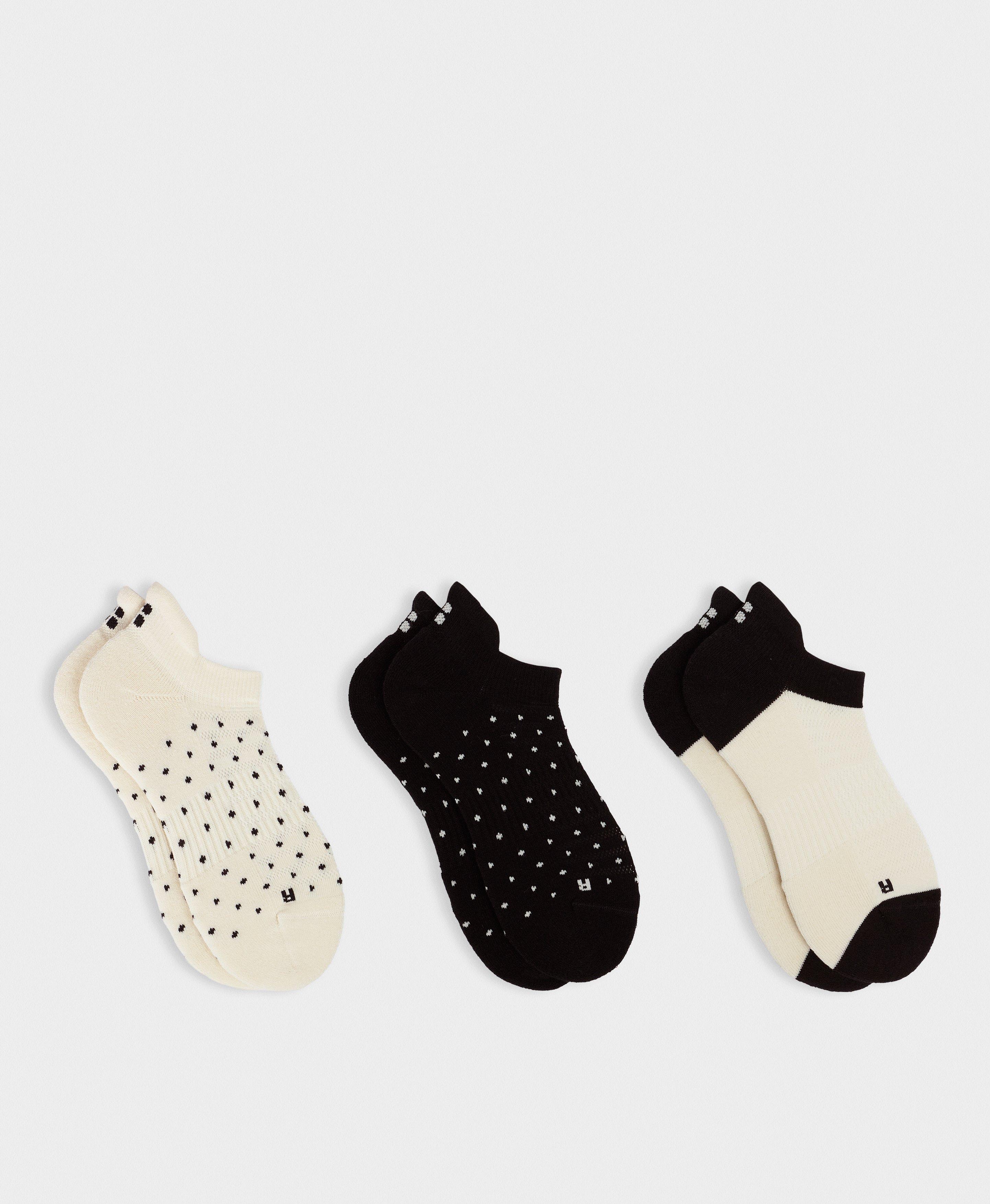 Workout Sneaker Socks 3 Pack - Cream SB Polka Print