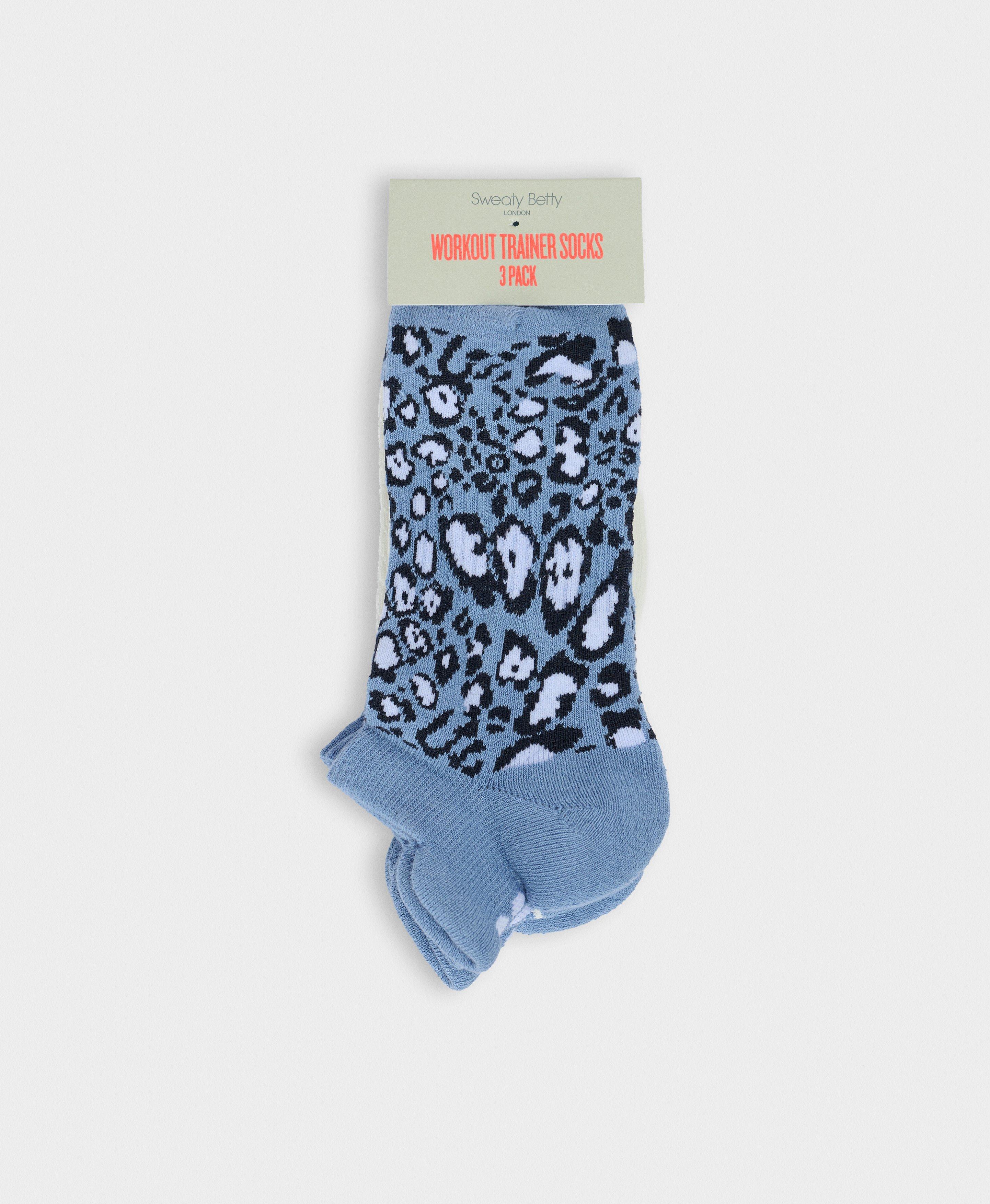 Workout Sneaker Socks 3 Pack - Grey Animal Faded Blue White
