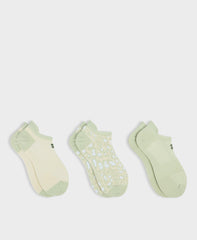 Lightweight Sneaker Socks 3 Pack - Pastel Green Animal Print