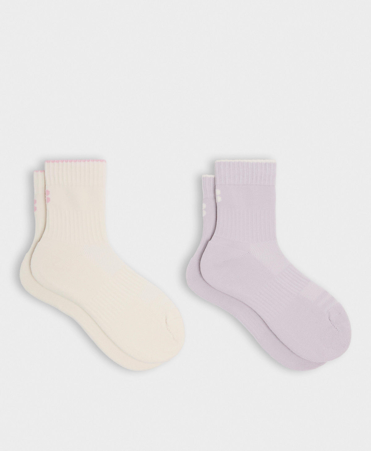 Crew Running Socks 2 Pack - Mauve Purple Deco Pink Tipping