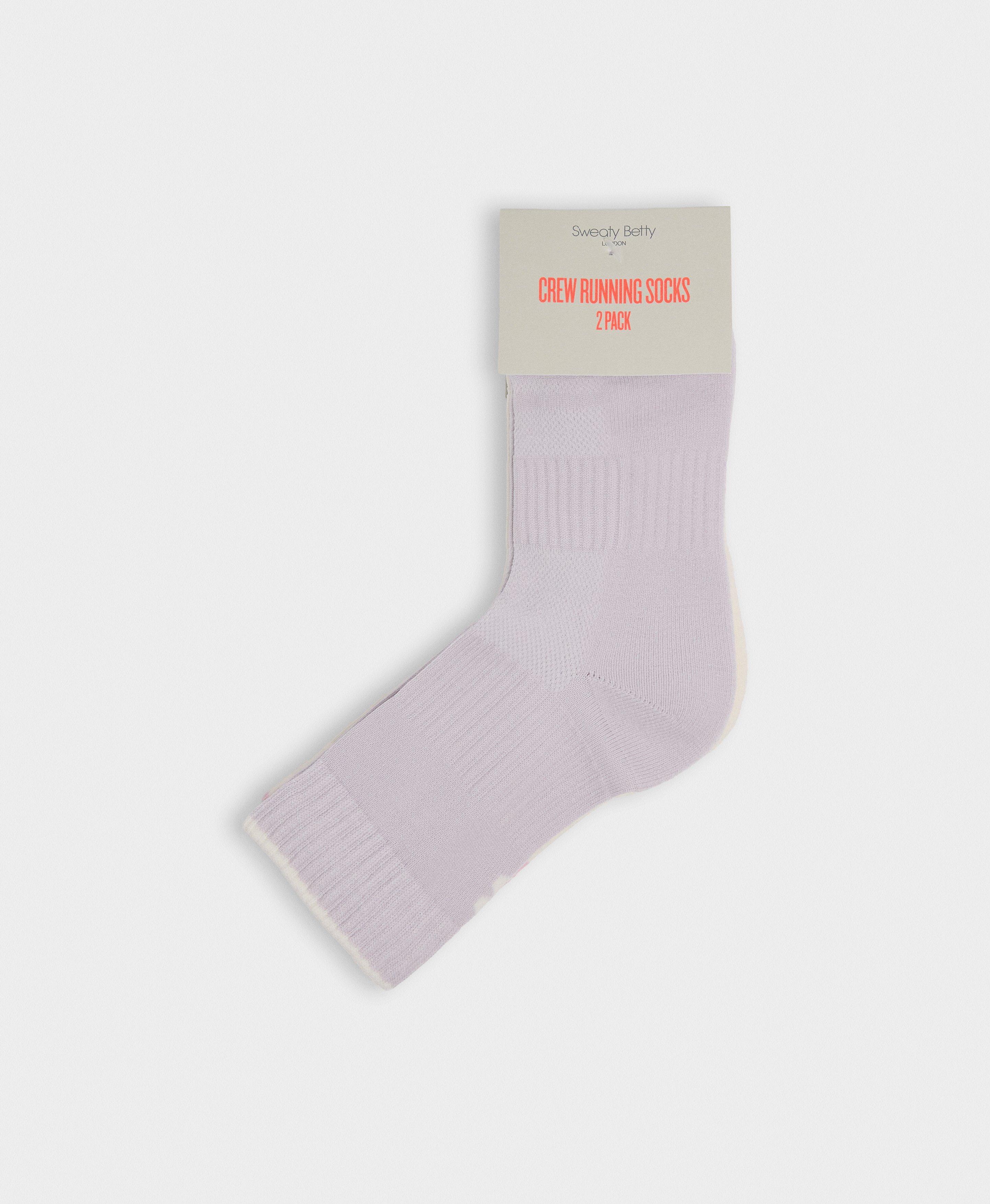 Crew Running Socks 2 Pack - Mauve Purple Deco Pink Tipping