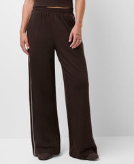 After Class Piped Wide Leg Pants - Espresso Brown