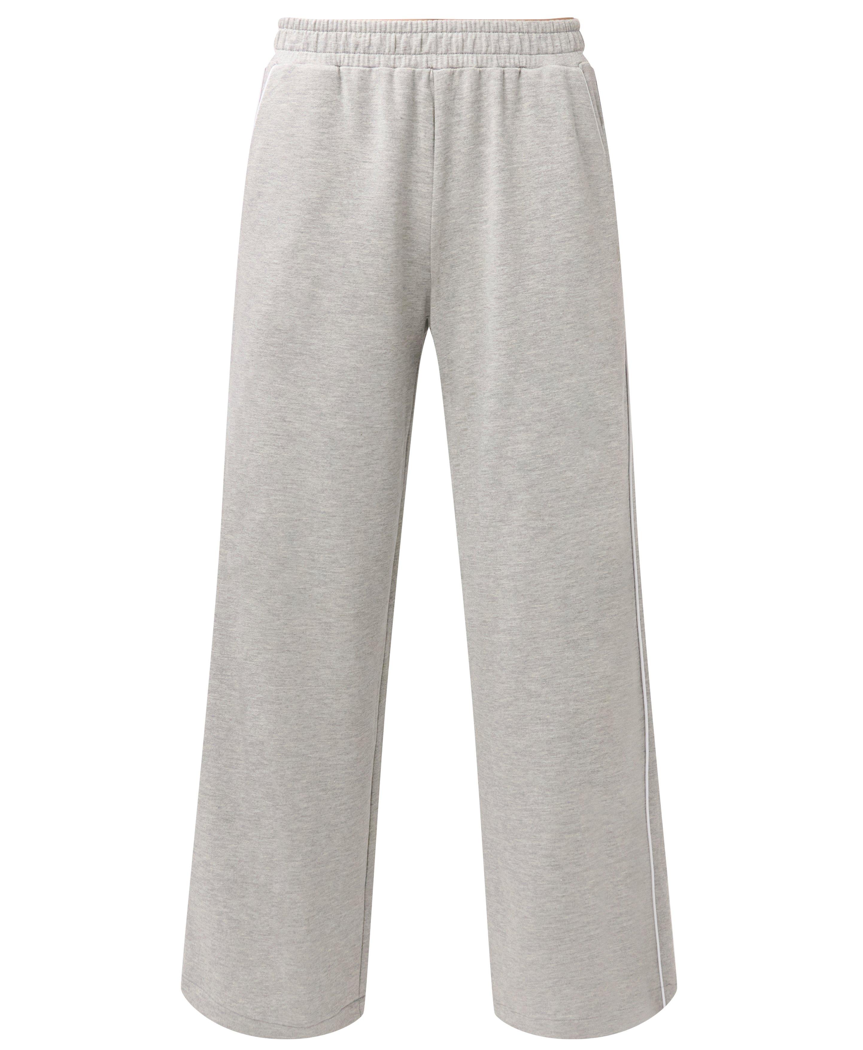 After Class Piped Wide Leg Pants - Light Grey Marl