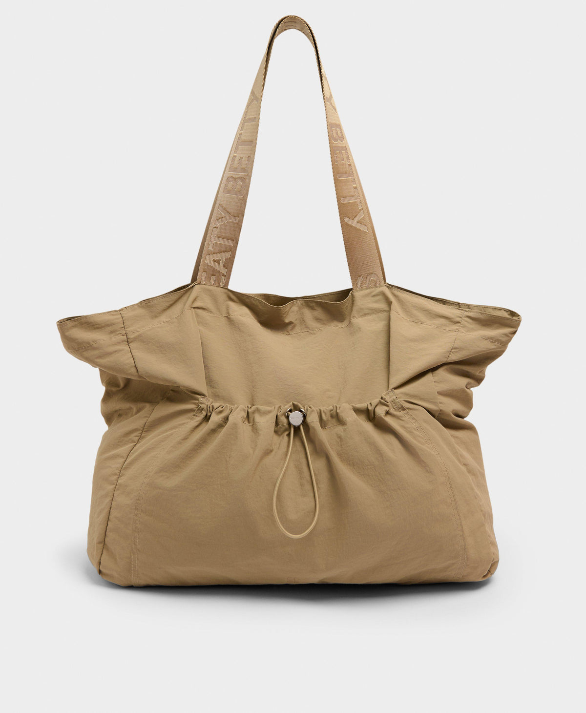 Nylon Ruched Tote Bag - Strata Beige