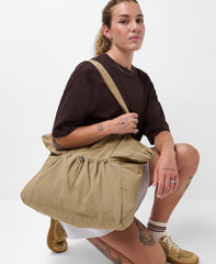 Nylon Ruched Tote Bag - Strata Beige