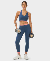 Power Colourblock 7/8 Workout Leggings - Indiglow Blue Melrose Pink - 7/8 Length