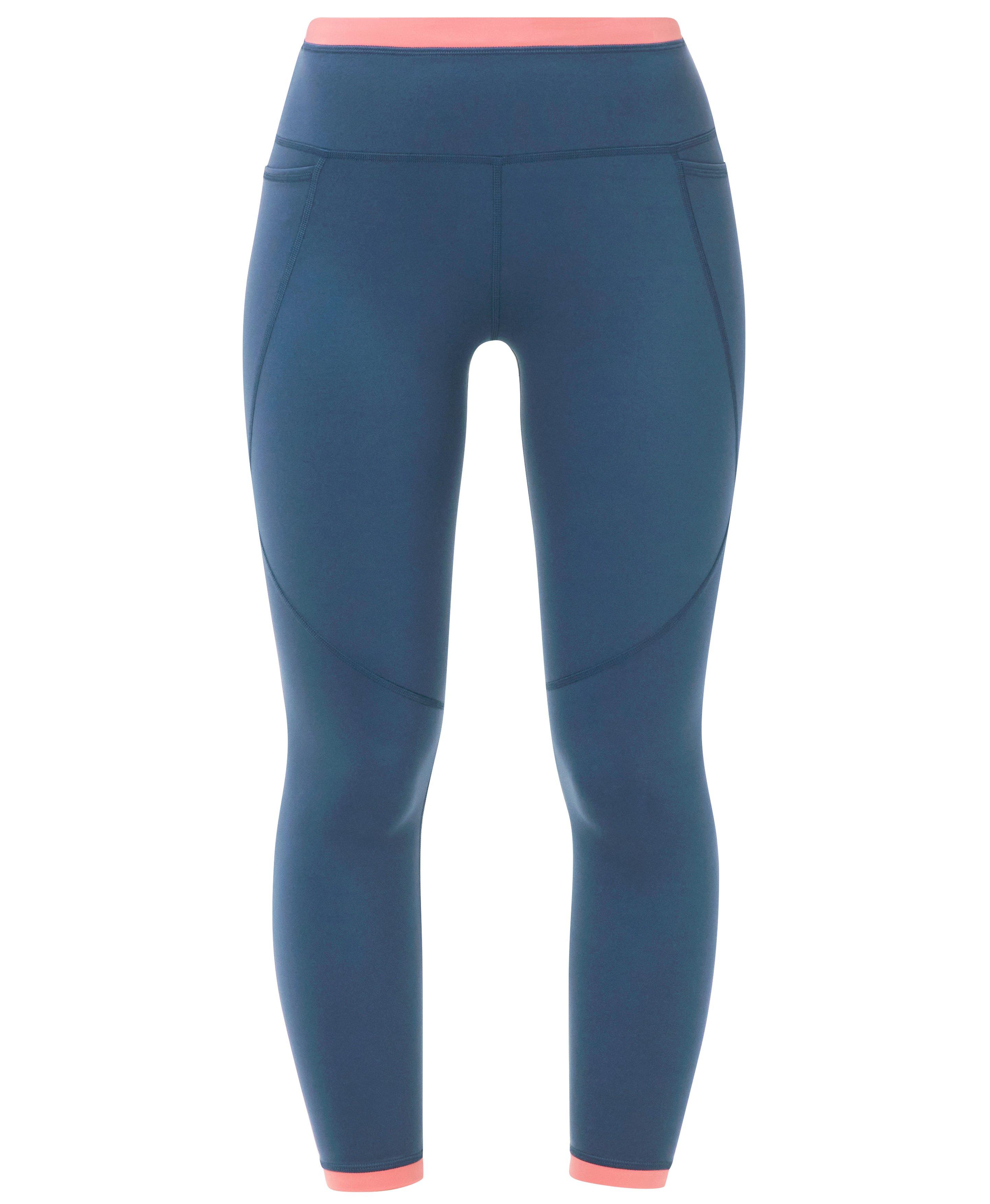 Power Colourblock Workout Leggings - Indiglow Blue Melrose Pink - Full Length