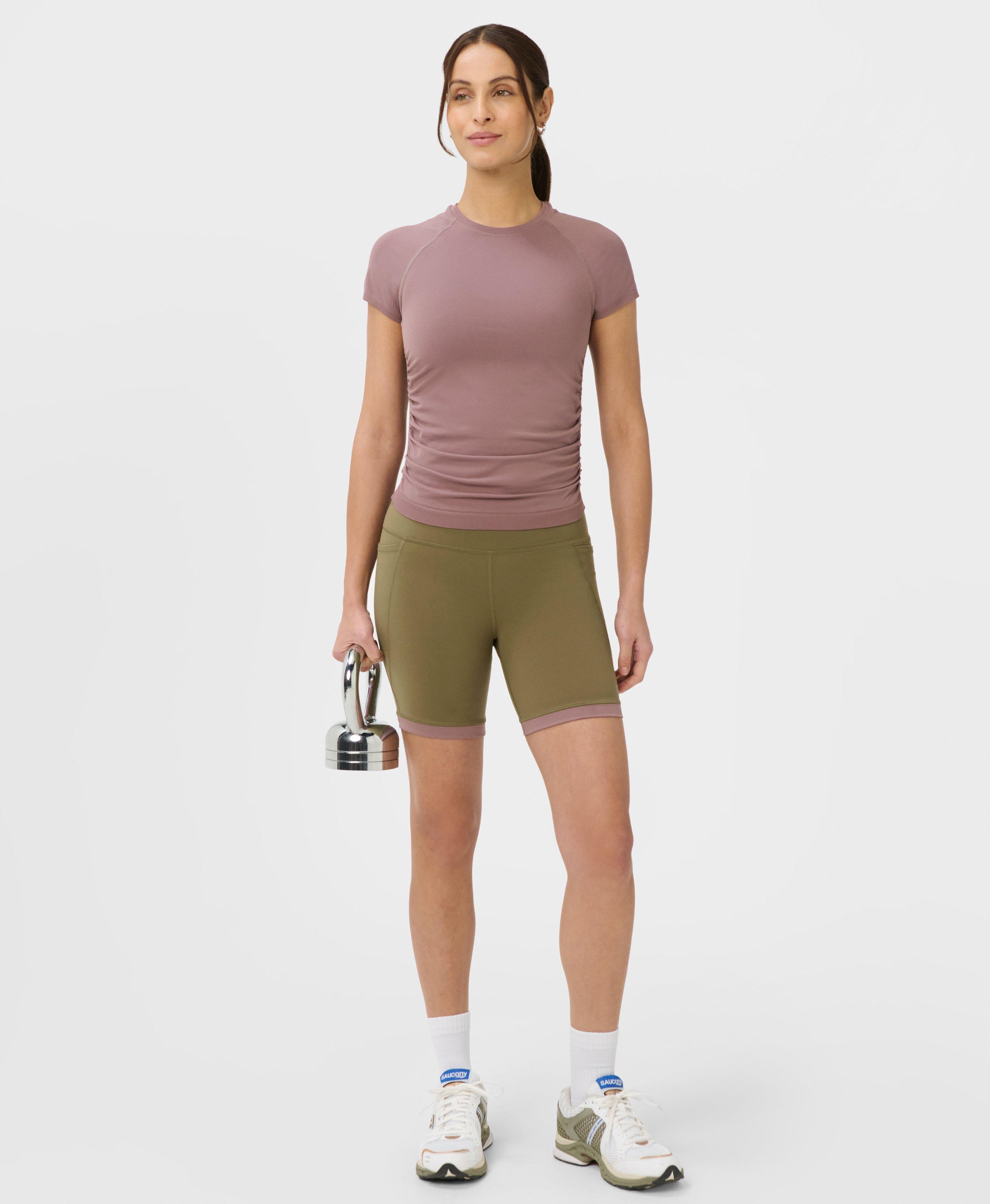 Power Colourblock 6" Shorts - Khaki Brown Duskberry Purple - 6" Inseam
