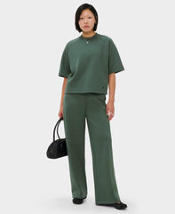 Textured Pique Crew Neck Short Sleeve Sweatshirt - Spruce Green