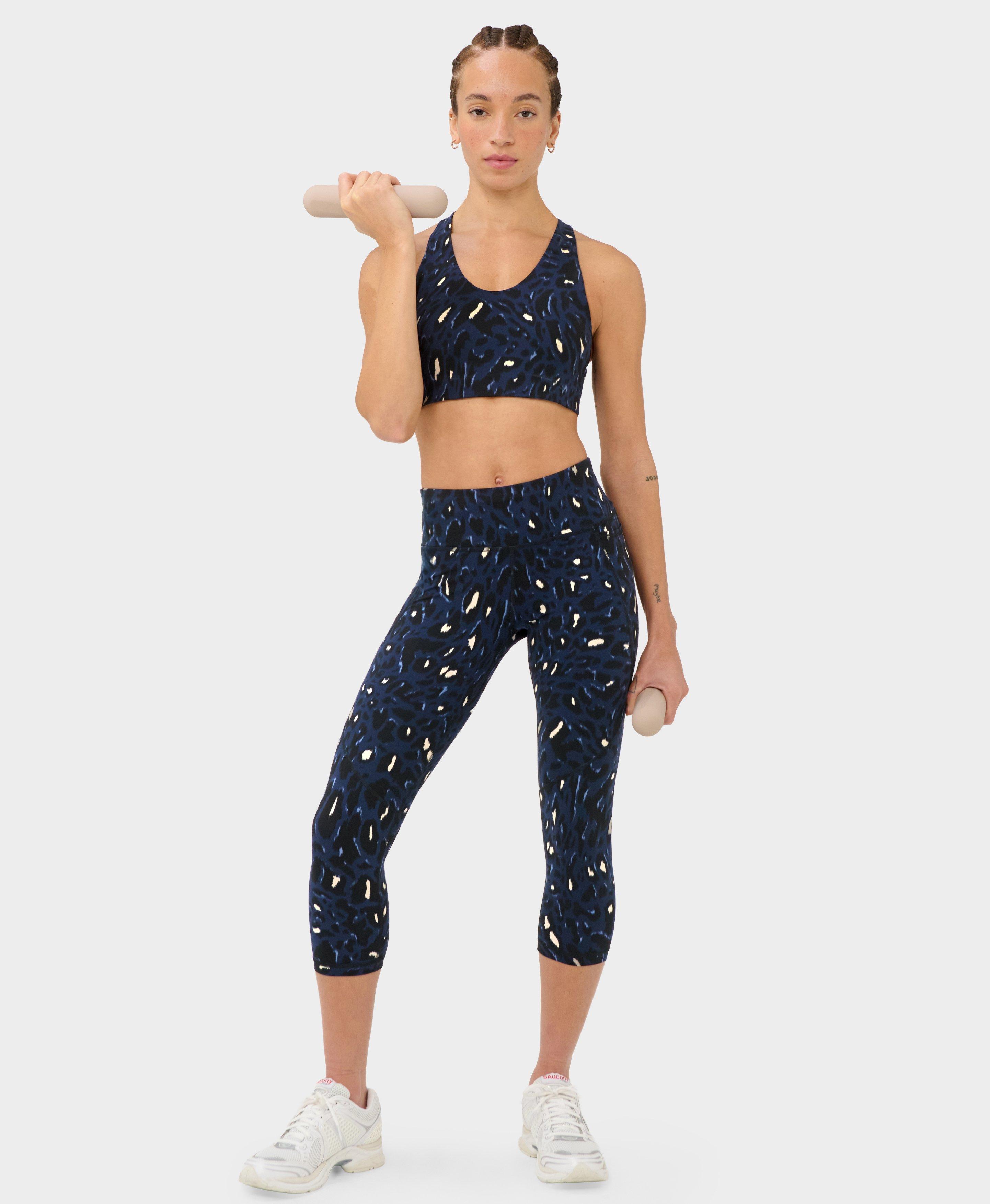 Power Cropped Workout Leggings - Ultra Black Camo Print - Crop