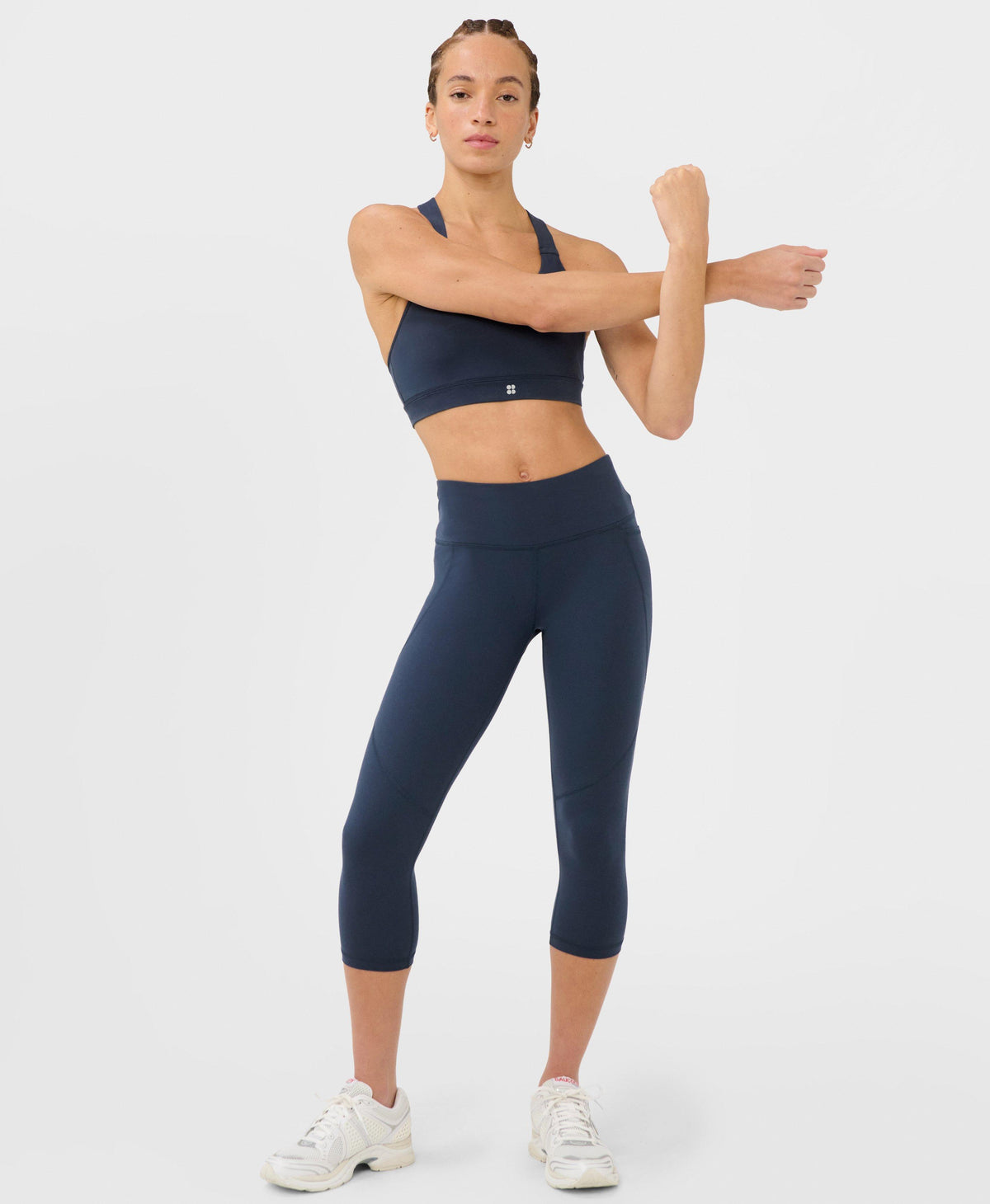 Power Cropped Workout Leggings - Navy Blue - Crop