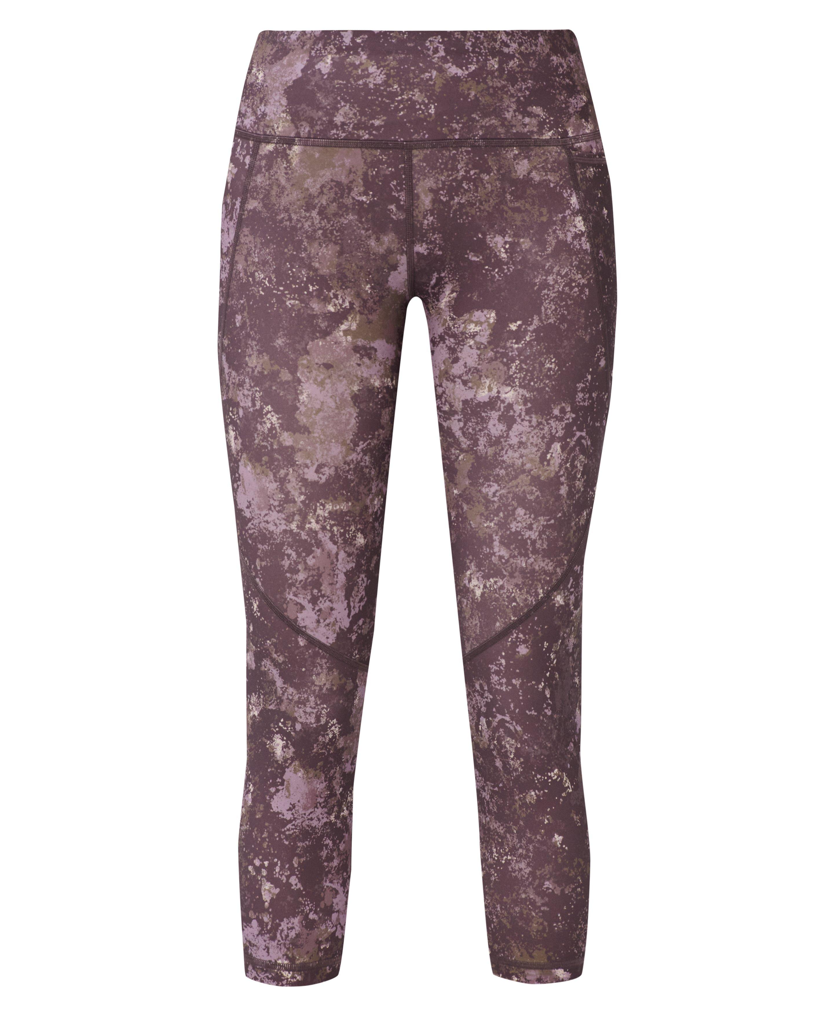Power Cropped Workout Leggings - Purple Erosia Print - Crop