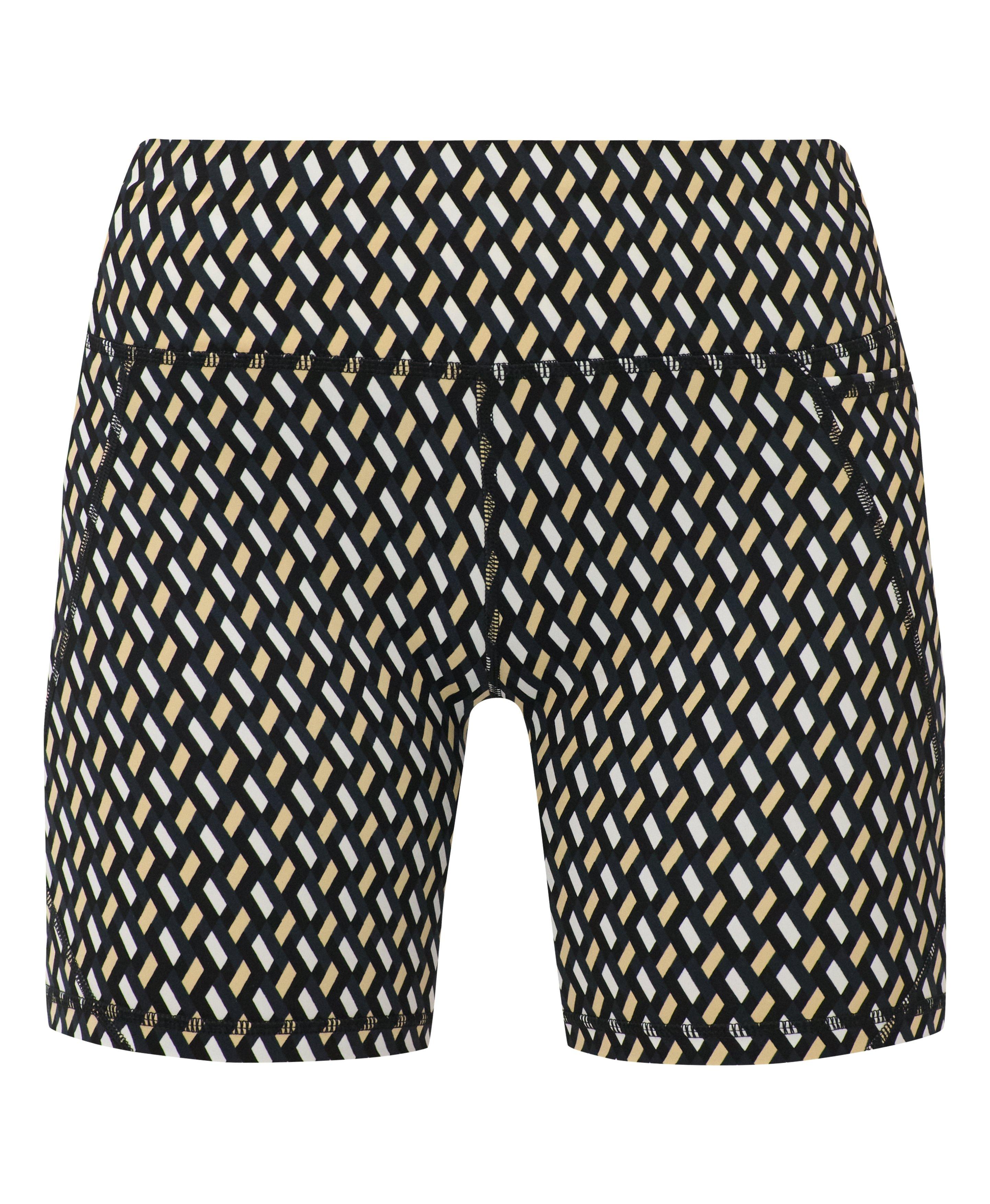 Power 6" Biker Shorts - Beige Linked Geo Print - 6" Inseam