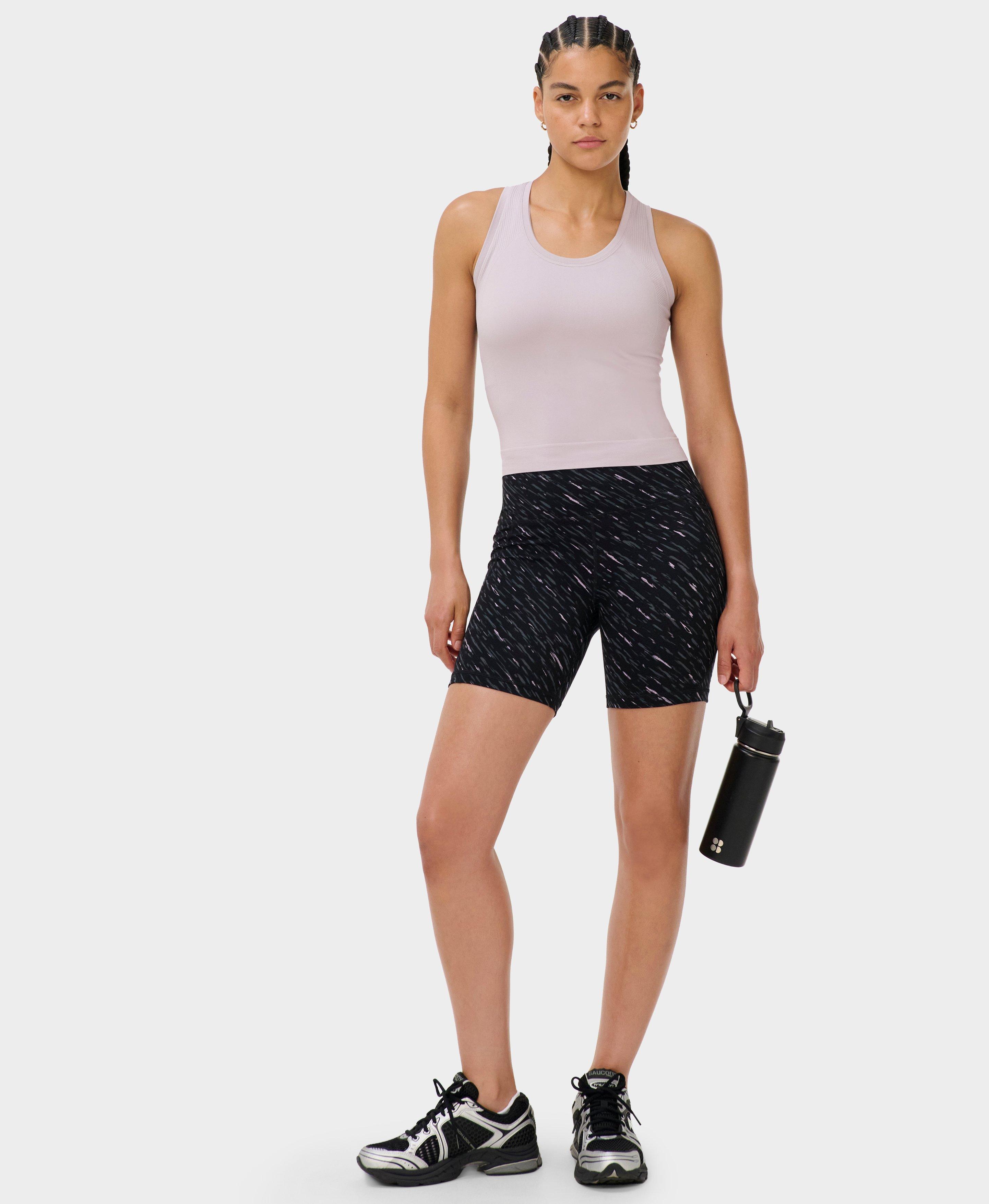 Power 6" Biker Shorts - Black Midnight Dash Print - 6" Inseam