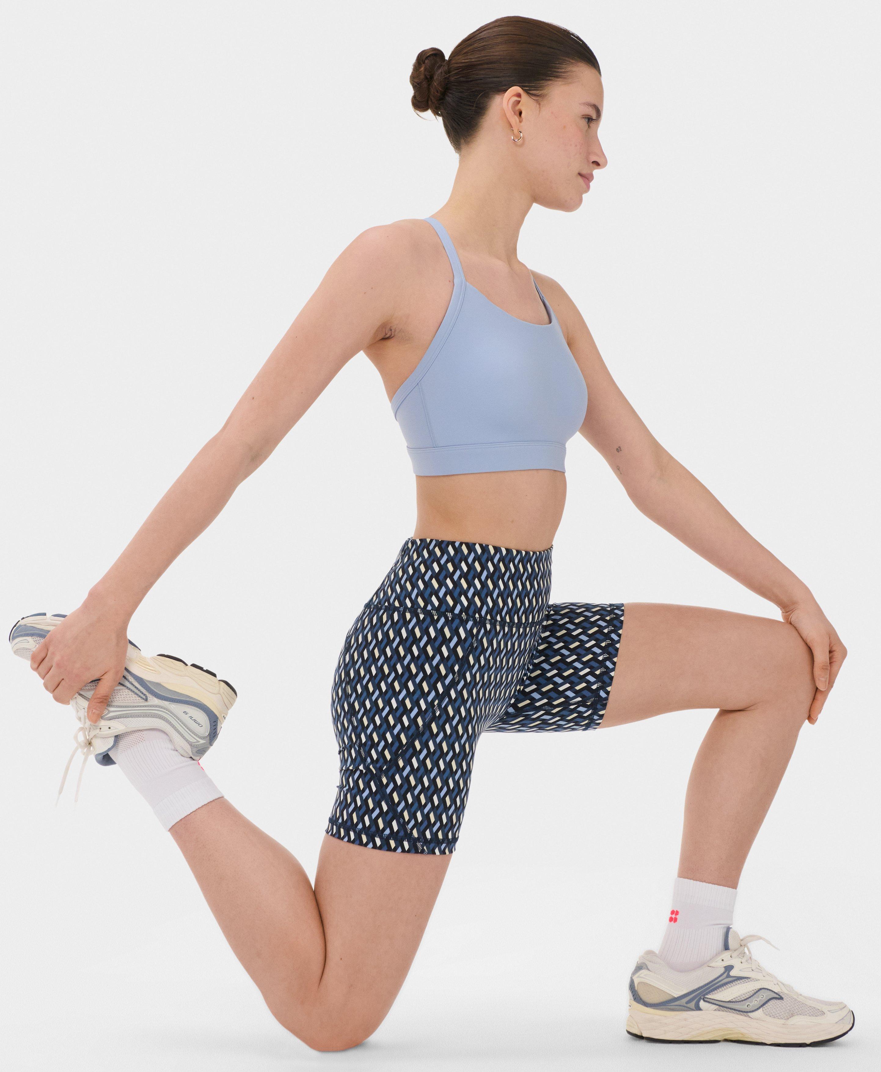 Power 6" Biker Shorts - Blue Linked Geo Print - 6" Inseam