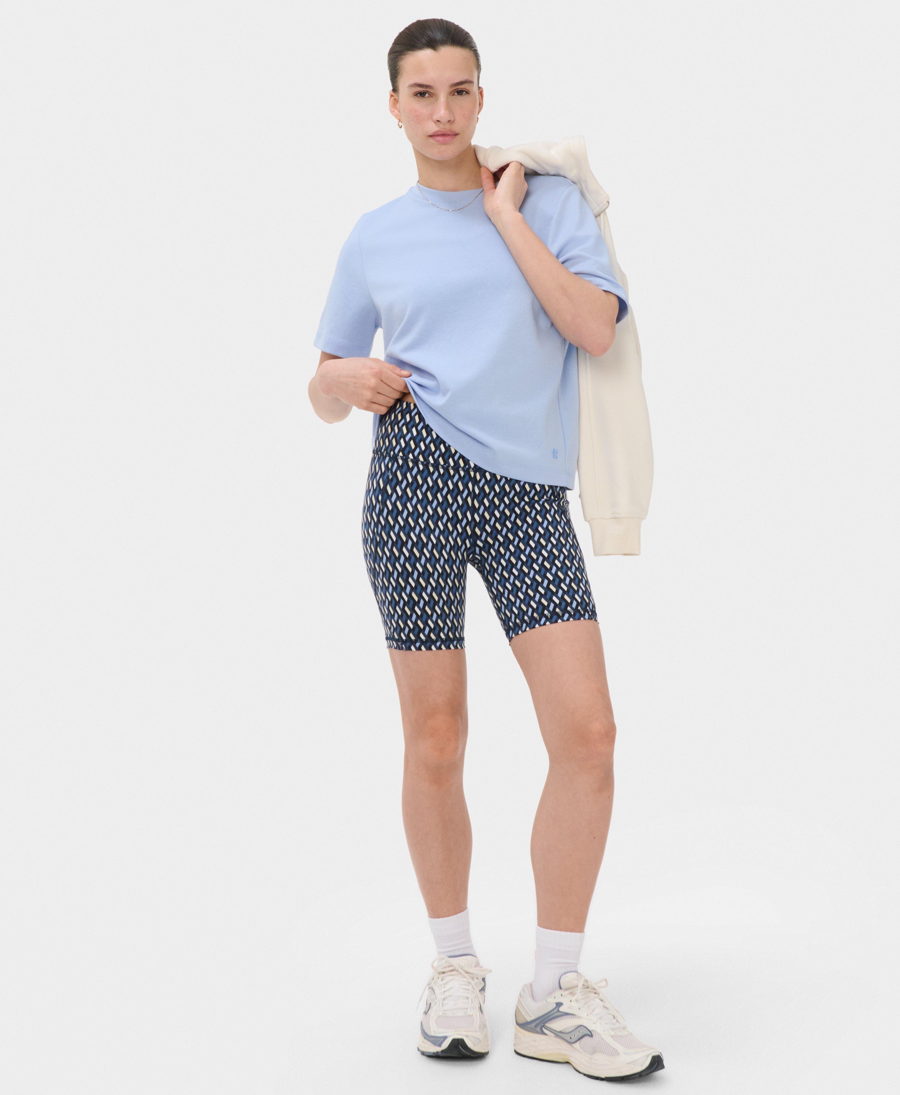Power 6" Biker Shorts - Blue Linked Geo Print - 6" Inseam