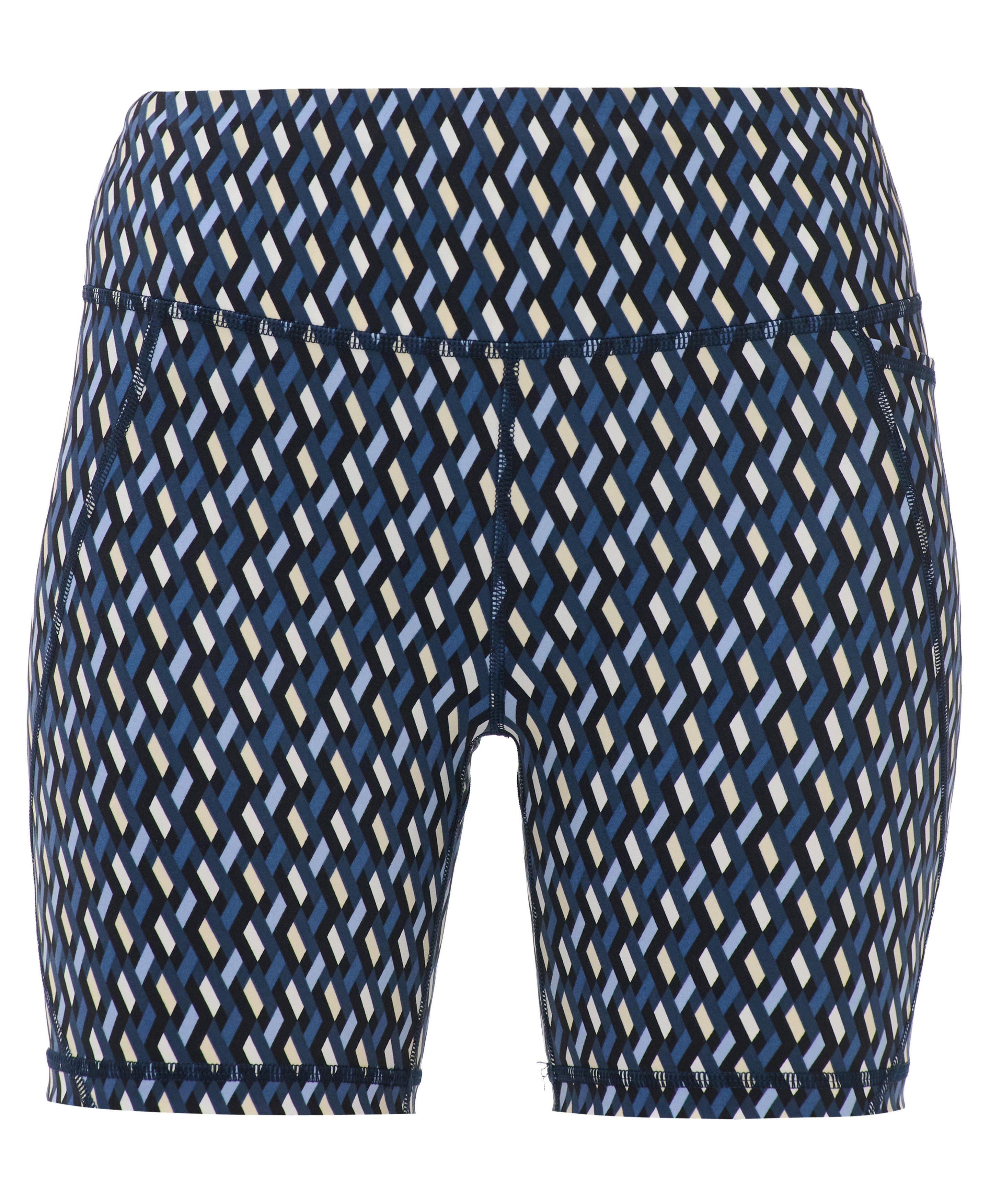 Power 6" Biker Shorts - Blue Linked Geo Print - 6" Inseam