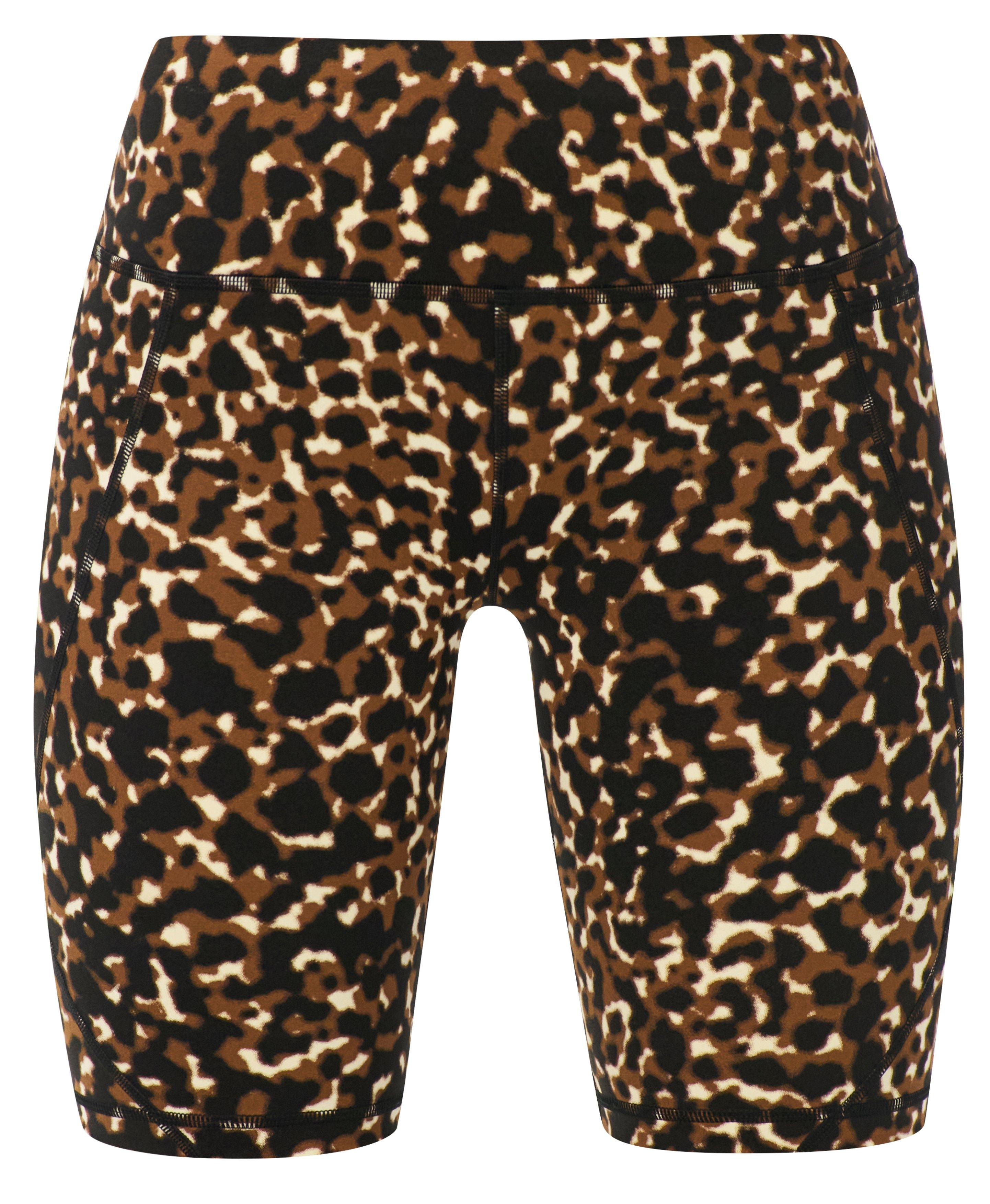 Power 9" Biker Shorts - Brown Offbeat Animal Print - 9" Inseam