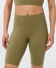 Power 9" Biker Shorts - Beige Ink Leopard Print - 9" Inseam