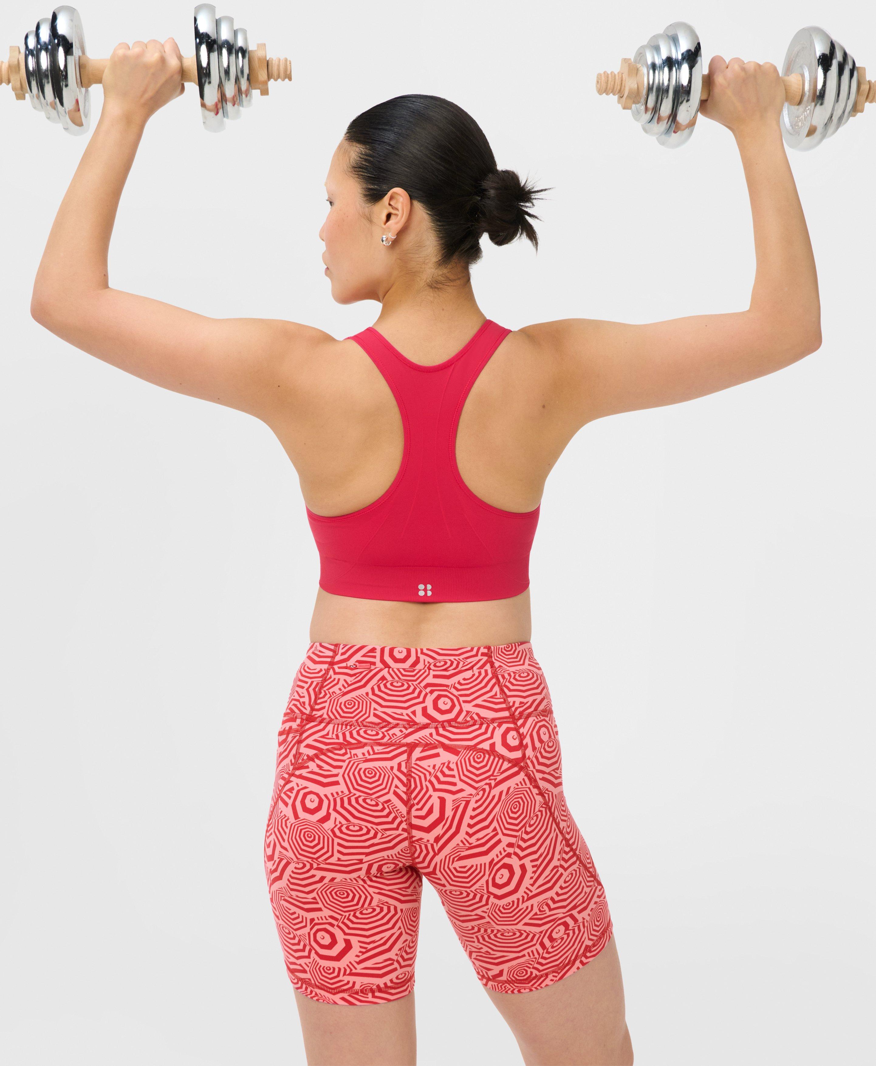 Power 6" Biker Shorts - Red Parasol Print - 6" Inseam