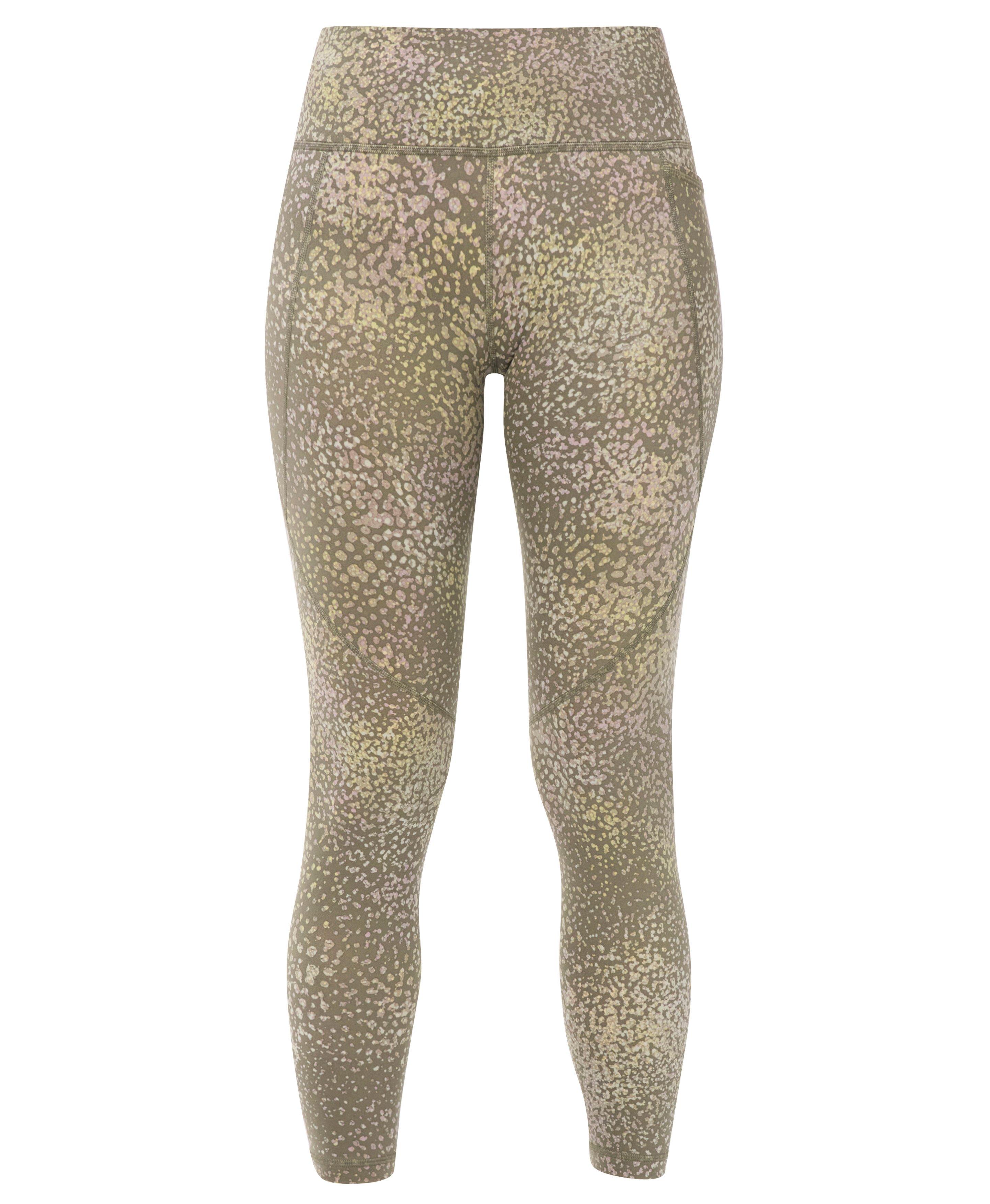 Power 7/8 Workout Leggings - Beige Dot Terrain Print - 7/8 Length