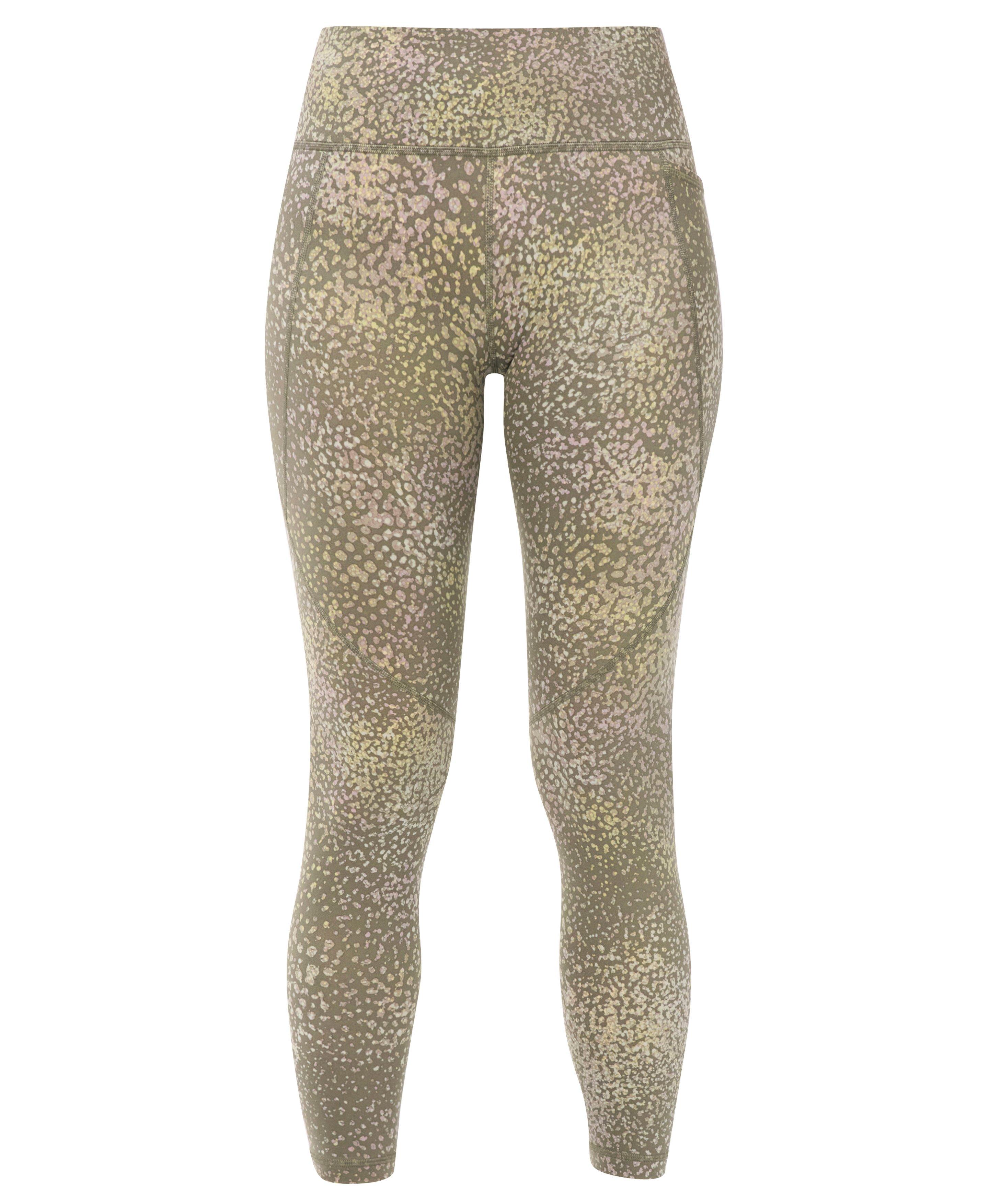 Power Workout Leggings - Beige Dot Terrain Print - Full Length